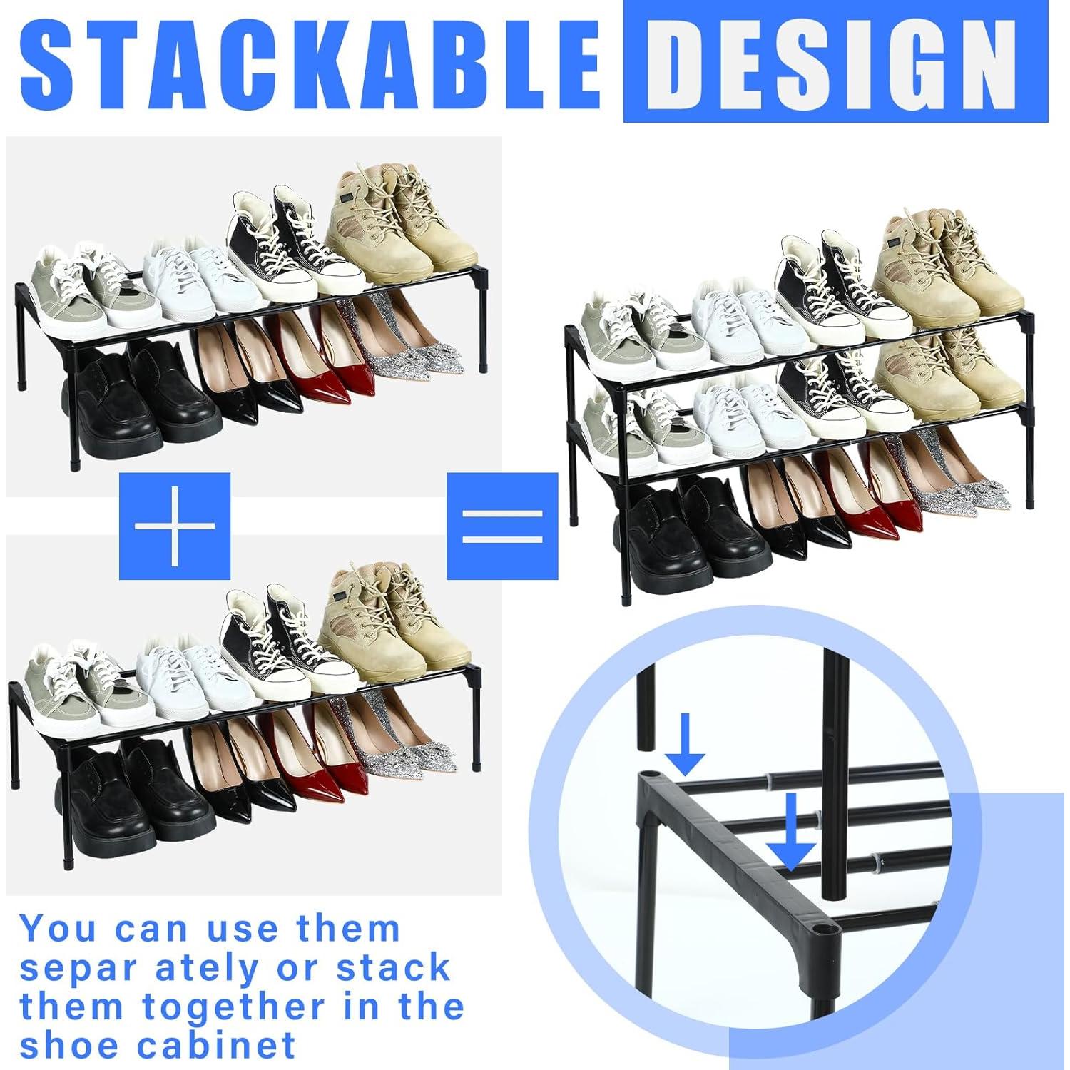 Estante de Zapatos Expandible Teenyyou 40-76 cm Negro Metal 2 Pcs