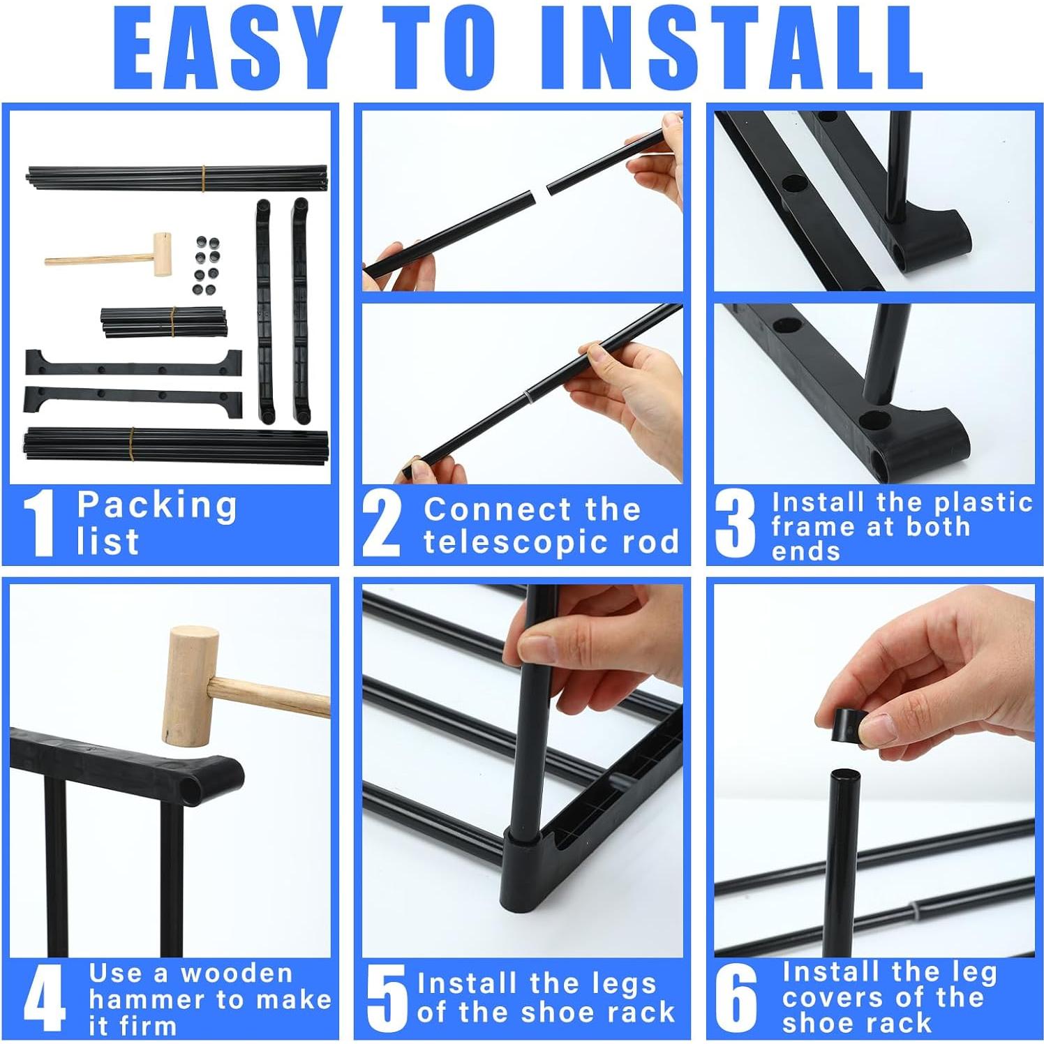 Estante de Zapatos Expandible Teenyyou 40-76 cm Negro Metal 2 Pcs