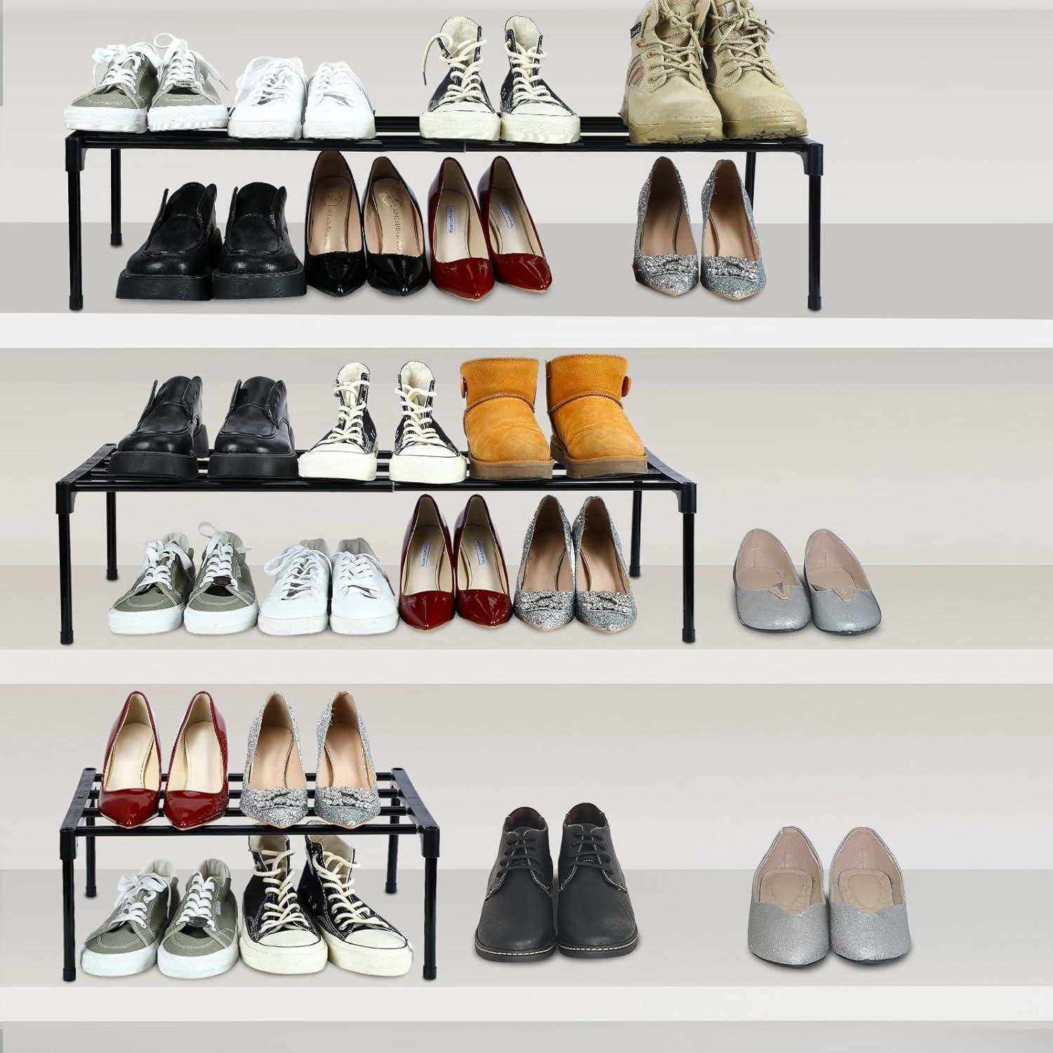 Estante de Zapatos Expandible Teenyyou 40-76 cm Negro Metal 2 Pcs