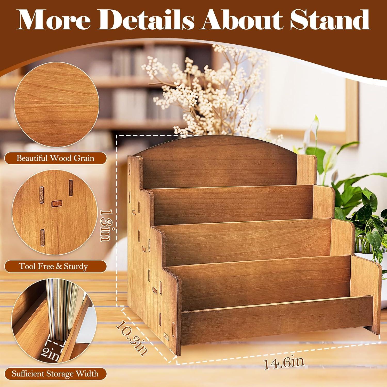 Soporte de Exhibición de Tarjetas de Felicitación de Madera 4 Niveles