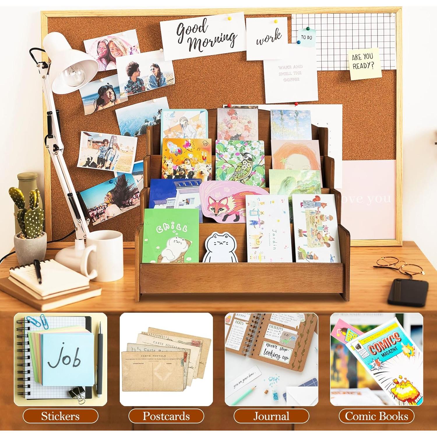 Soporte de Exhibición de Tarjetas de Felicitación de Madera 4 Niveles