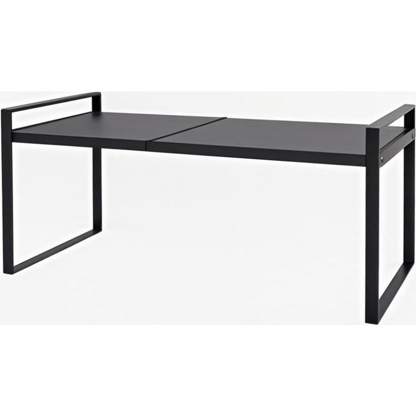 Estante de Microondas Ajustable de Metal Negro 2 Niveles