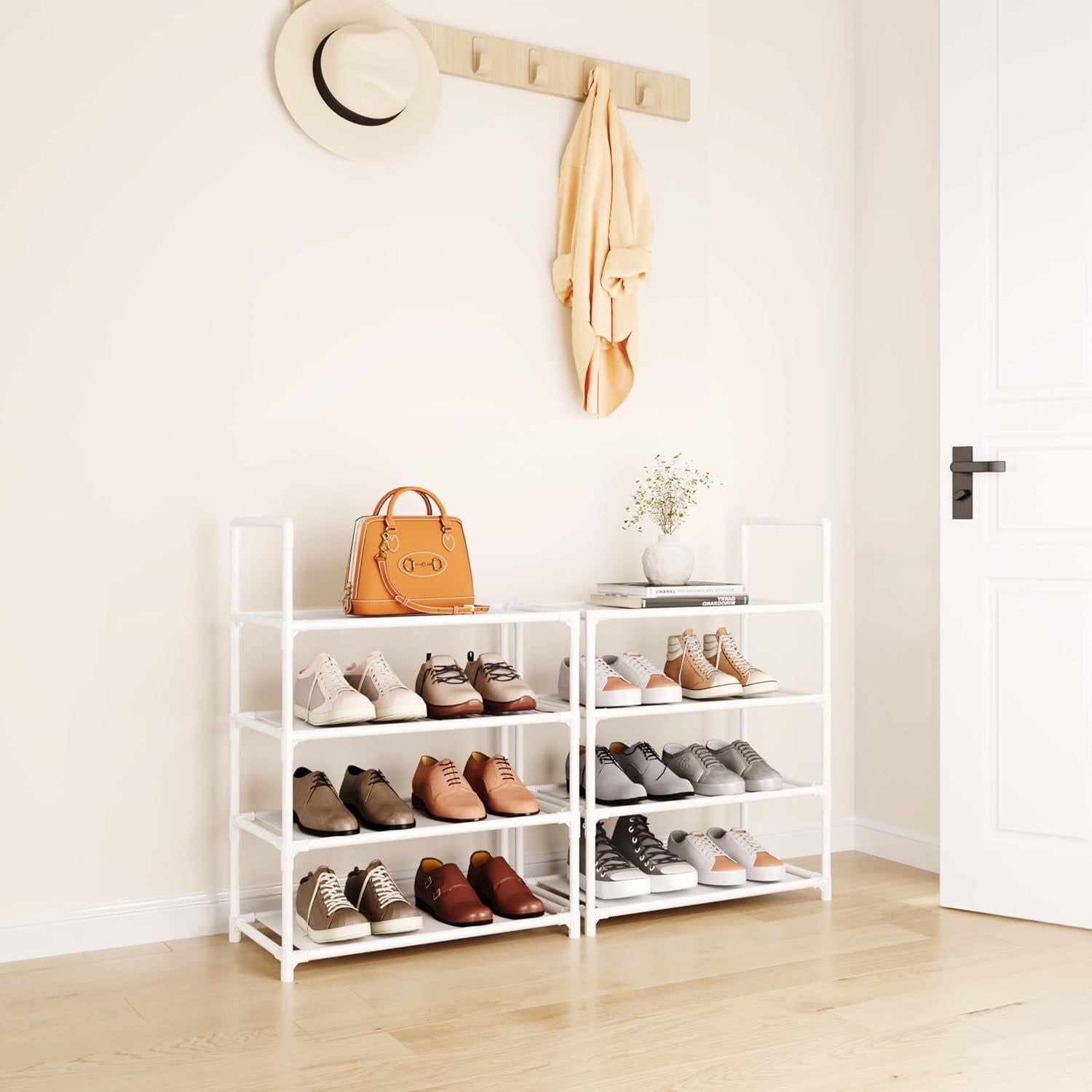 Estante para zapatos MUAHRCE 8 niveles ajustable Blanco 45.7x25.4x147.3 cm