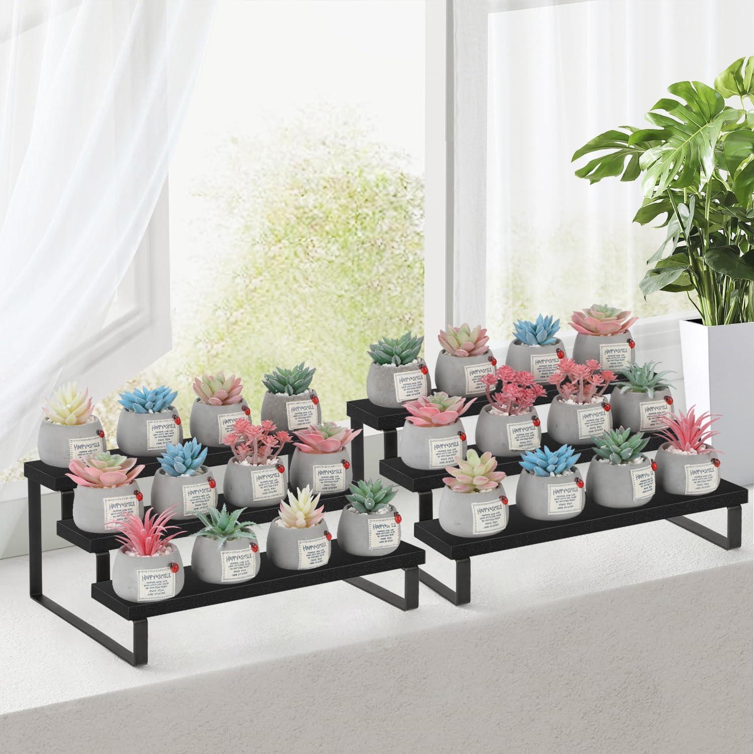 Soporte de Exhibición de Madera YINMIT 3 Niveles Negro