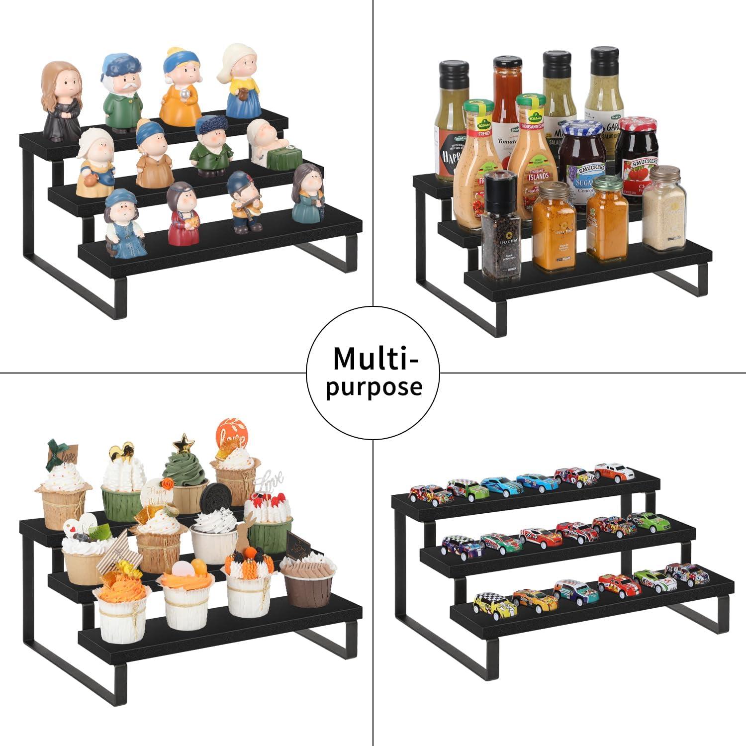 Soporte de Exhibición de Madera YINMIT 3 Niveles Negro