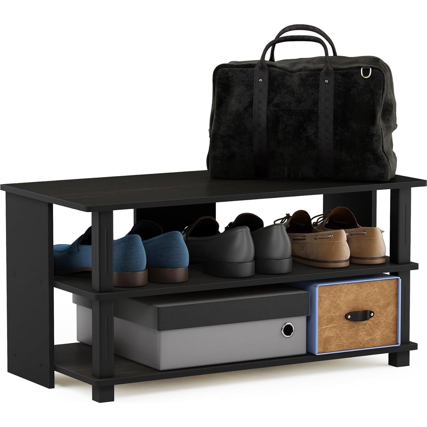 Estante para zapatos Furinno Turn-N-Tube 3 niveles 80 cm Espresso/Negro