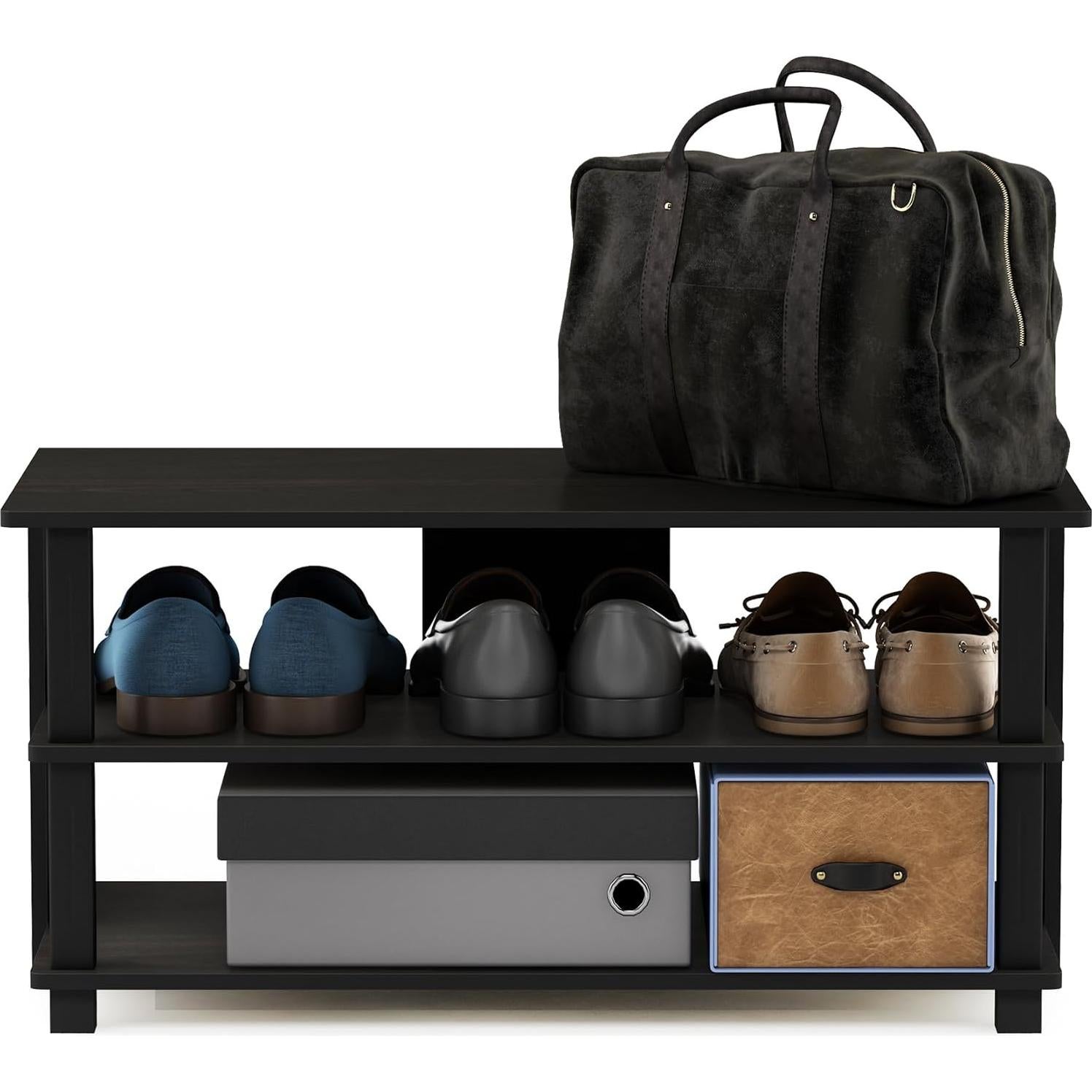 Estante para zapatos Furinno Turn-N-Tube 3 niveles 80 cm Espresso/Negro