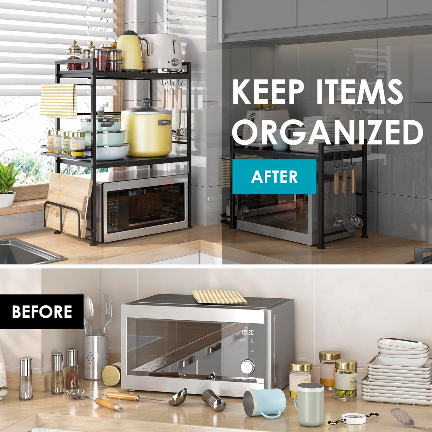 Estante Expandible para Microondas DOLALIKE 3 Niveles con Ganchos