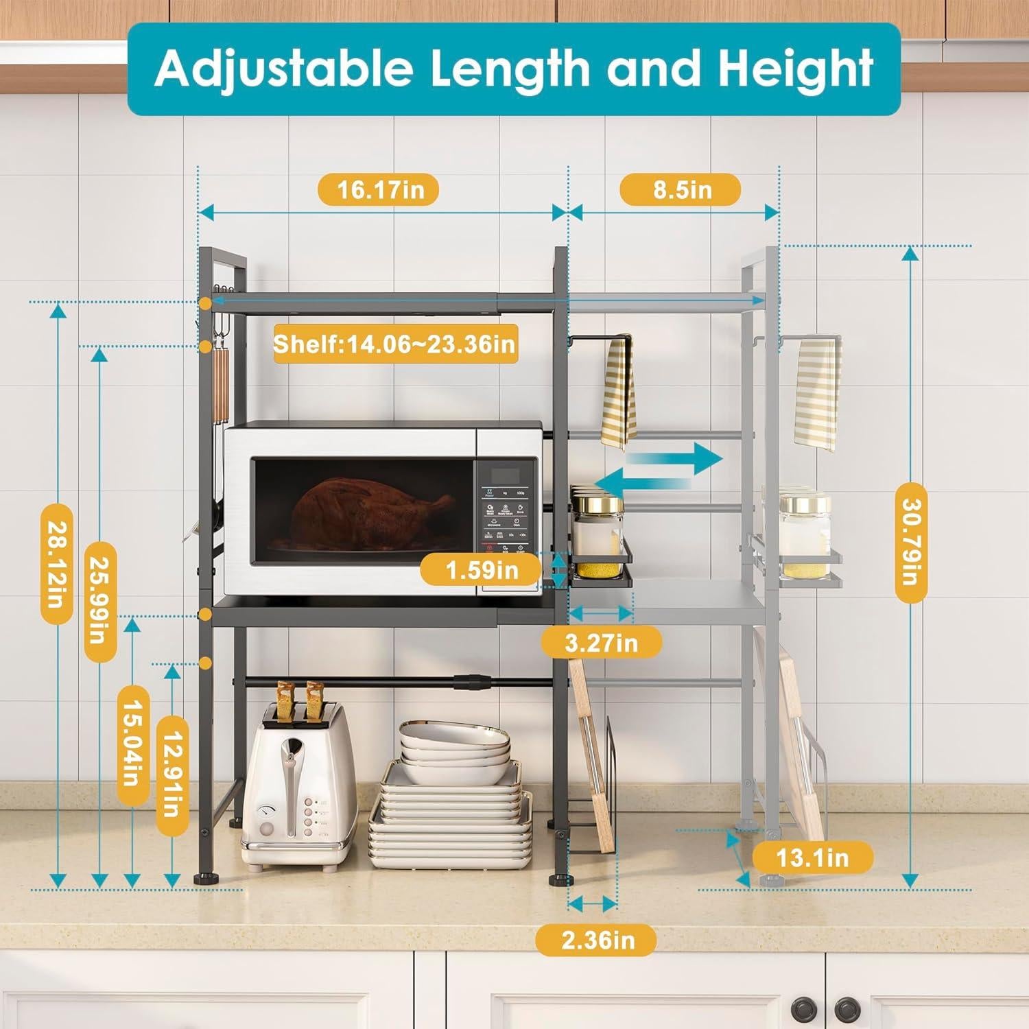 Estante Expandible para Microondas DOLALIKE 3 Niveles con Ganchos