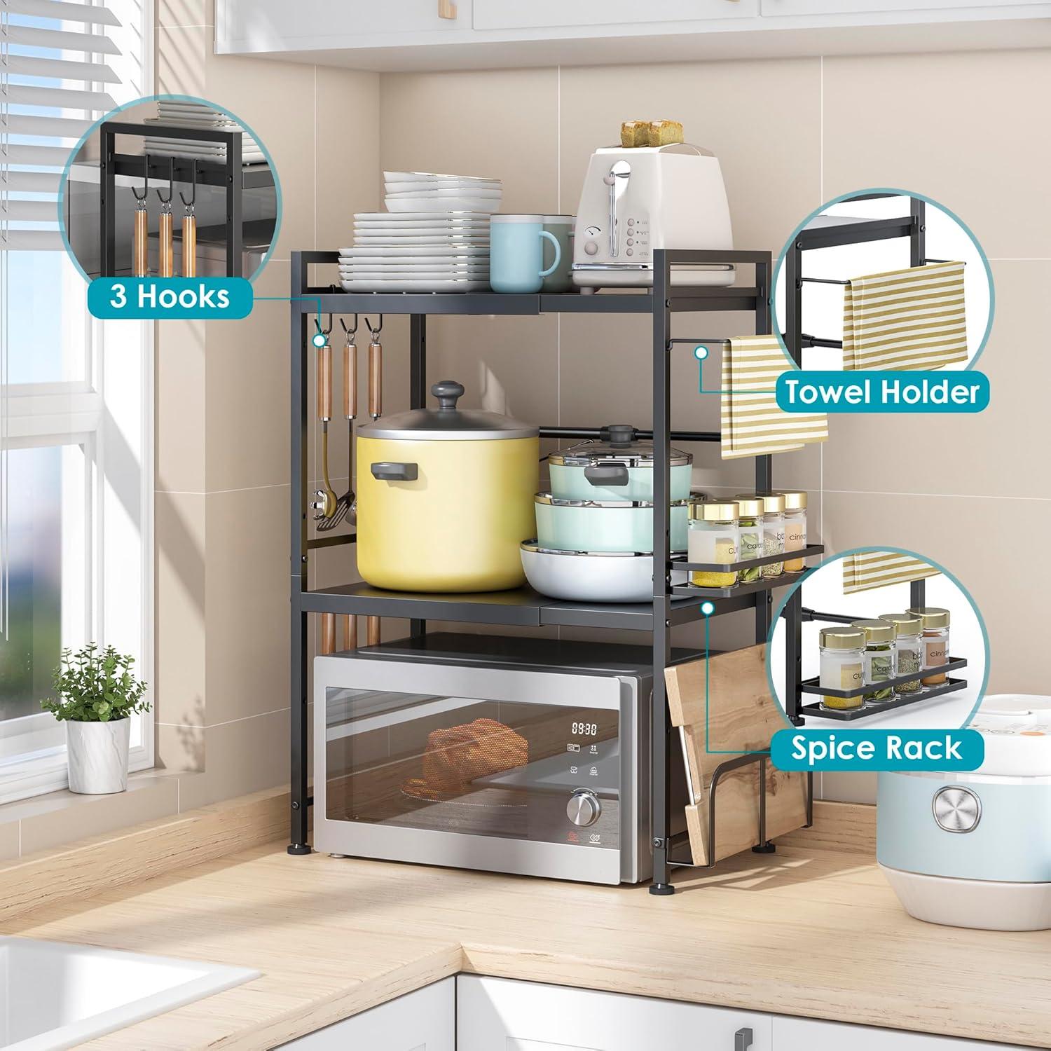 Estante Expandible para Microondas DOLALIKE 3 Niveles con Ganchos