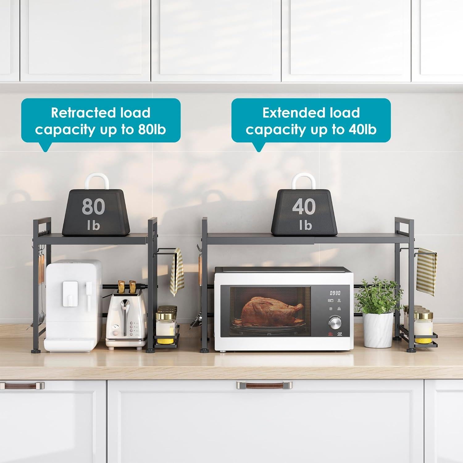 Estante Expandible para Microondas DOLALIKE 3 Niveles con Ganchos