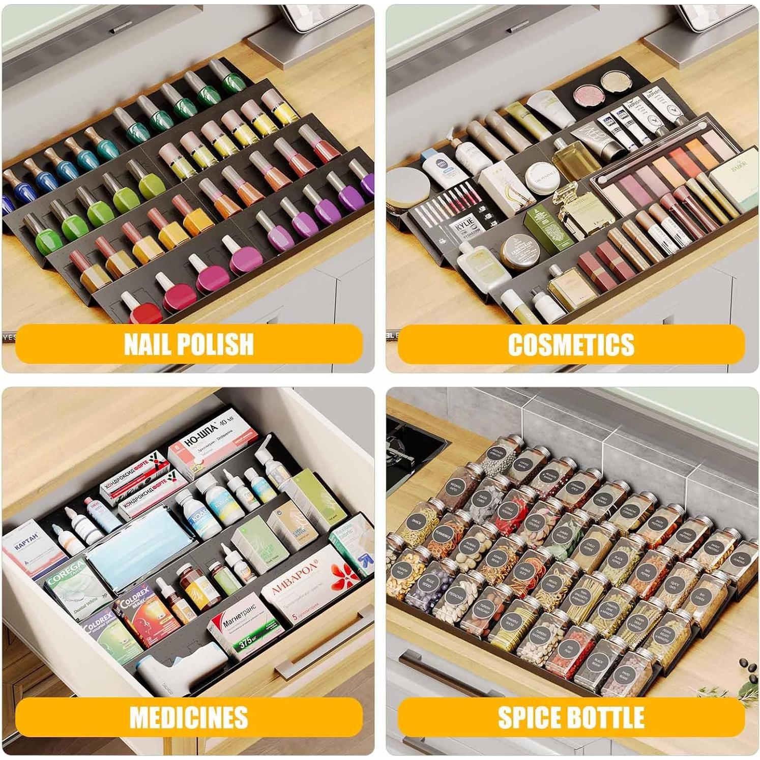 Organizador de Cajones para Especias Famhap 4 Piezas Expandible