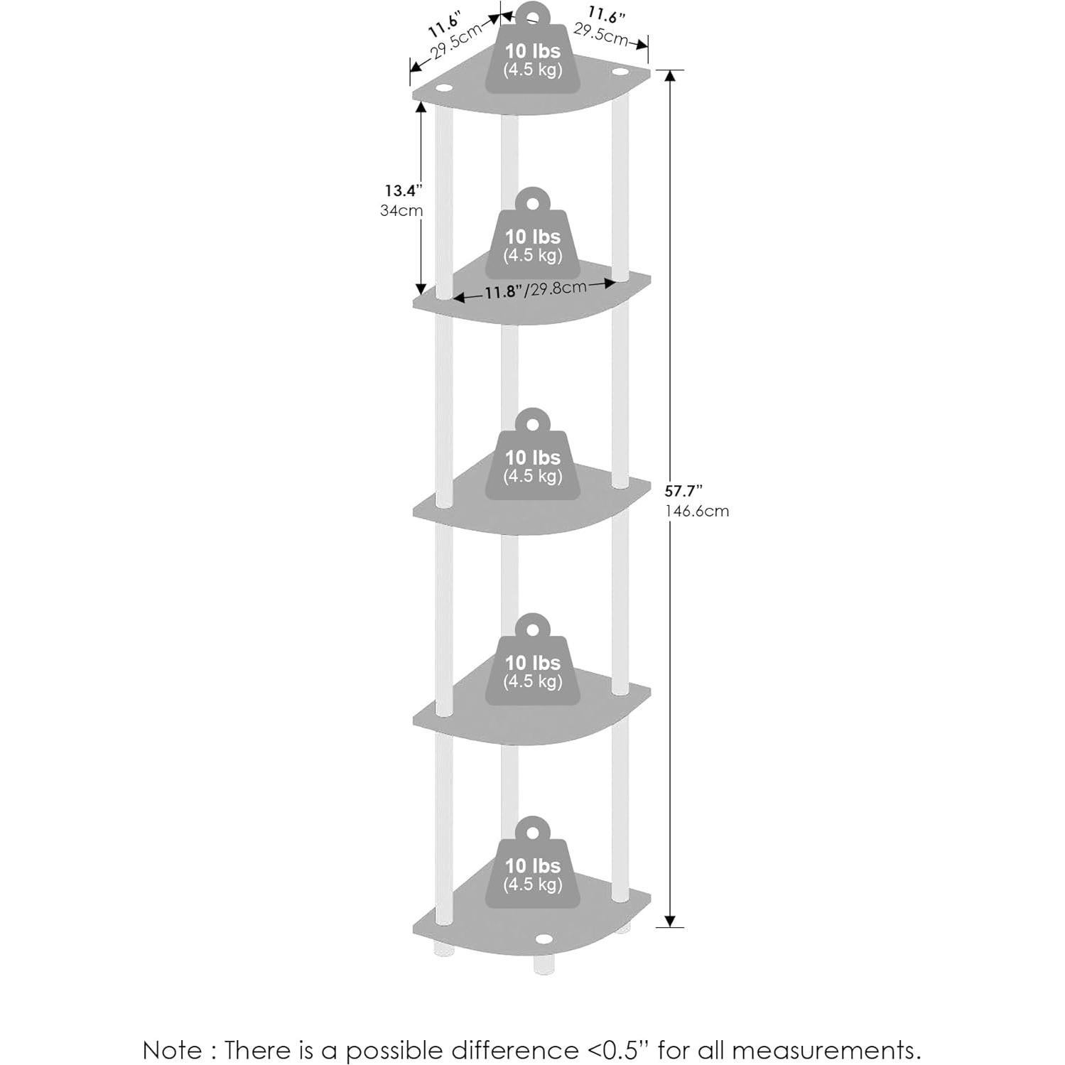 Estante de Esquina Furinno Turn-N-Tube 5 Niveles Madera Nogal