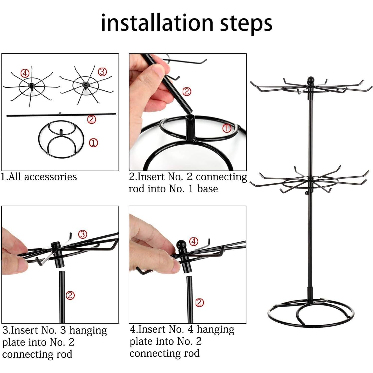 Soporte de Exhibición de Joyería Giratorio Eitonbu Negro 2 Niveles