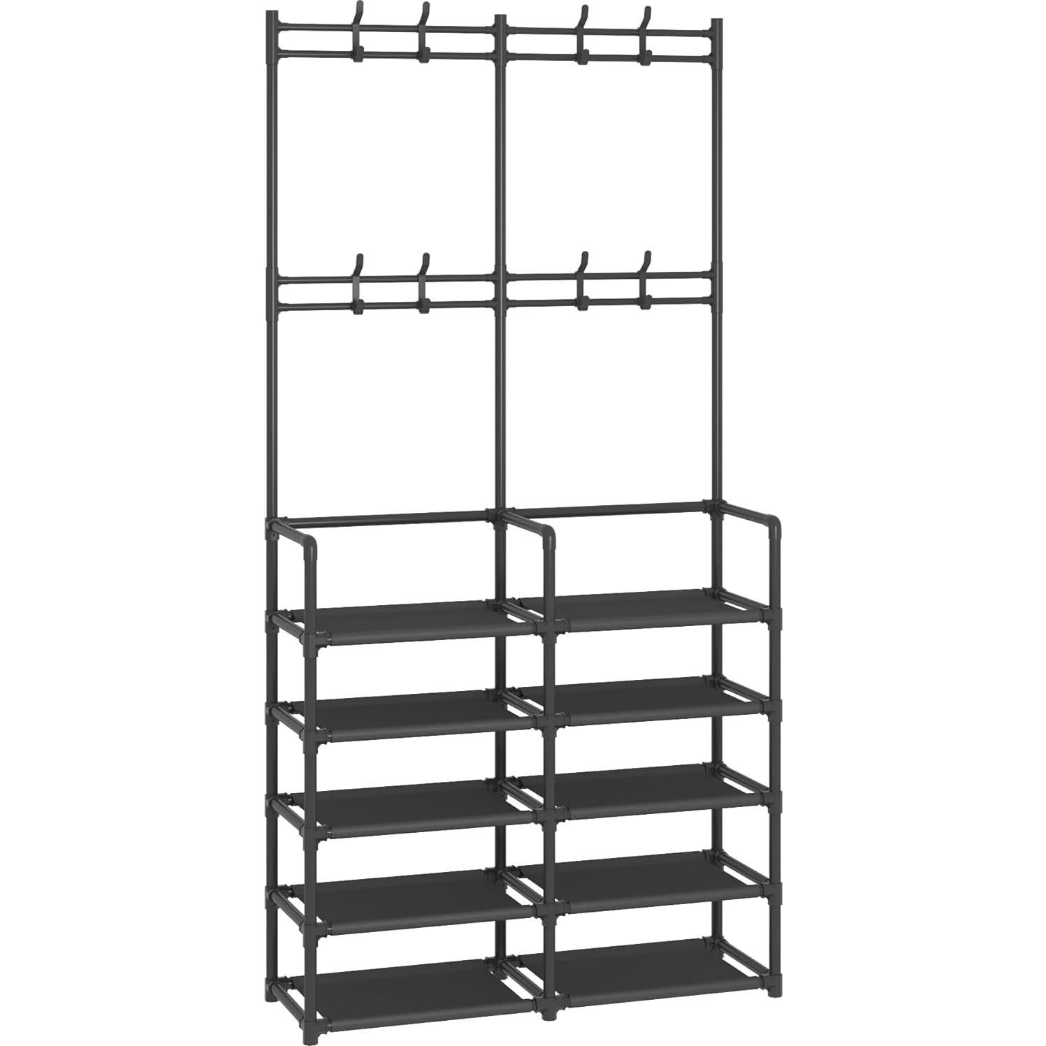 Perchero y Zapatero Laiensia 5 Niveles Negro 89x29.5x176.4cm