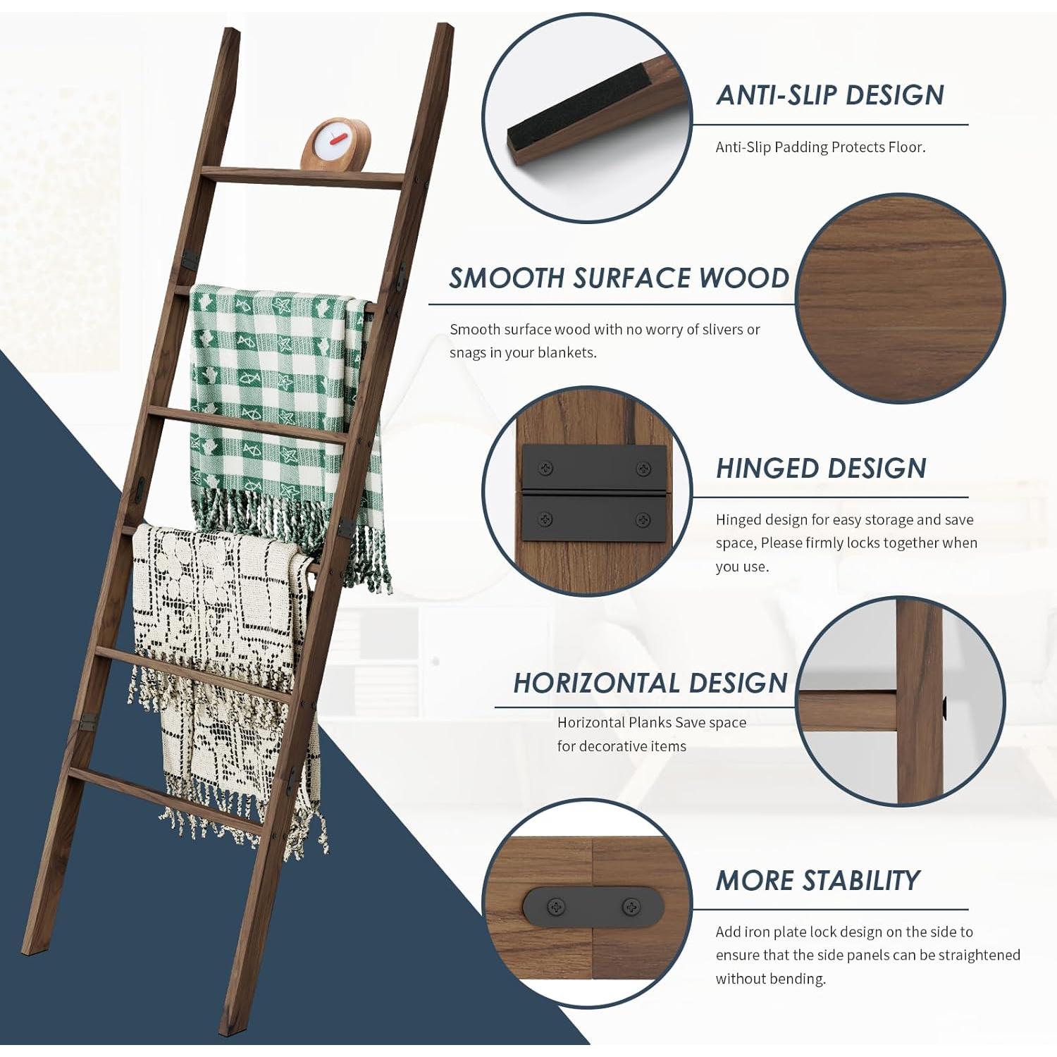 Escalera de Madera de Acacia Delywh 6 Niveles 2.01 m Decorativa