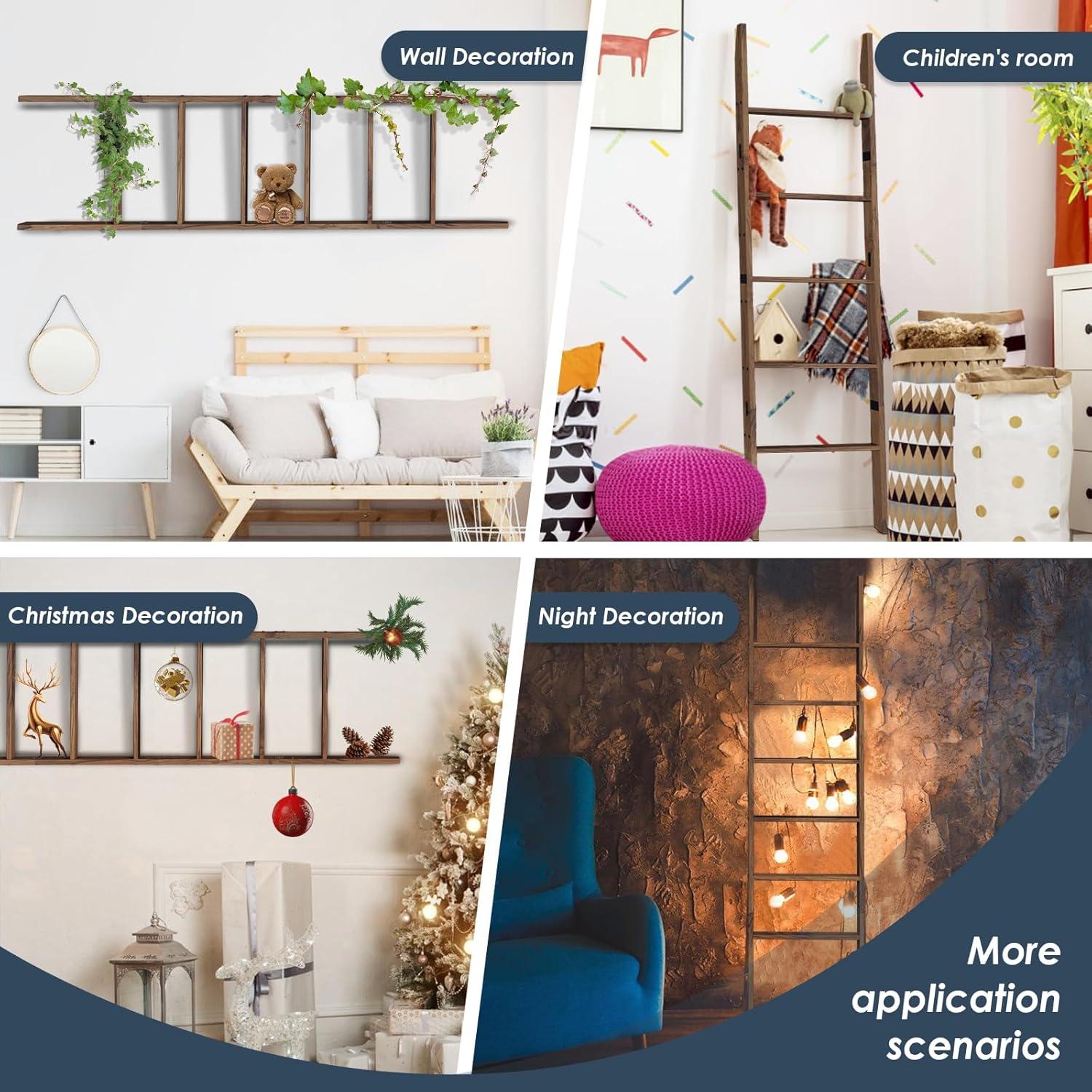 Escalera de Madera de Acacia Delywh 6 Niveles 2.01 m Decorativa