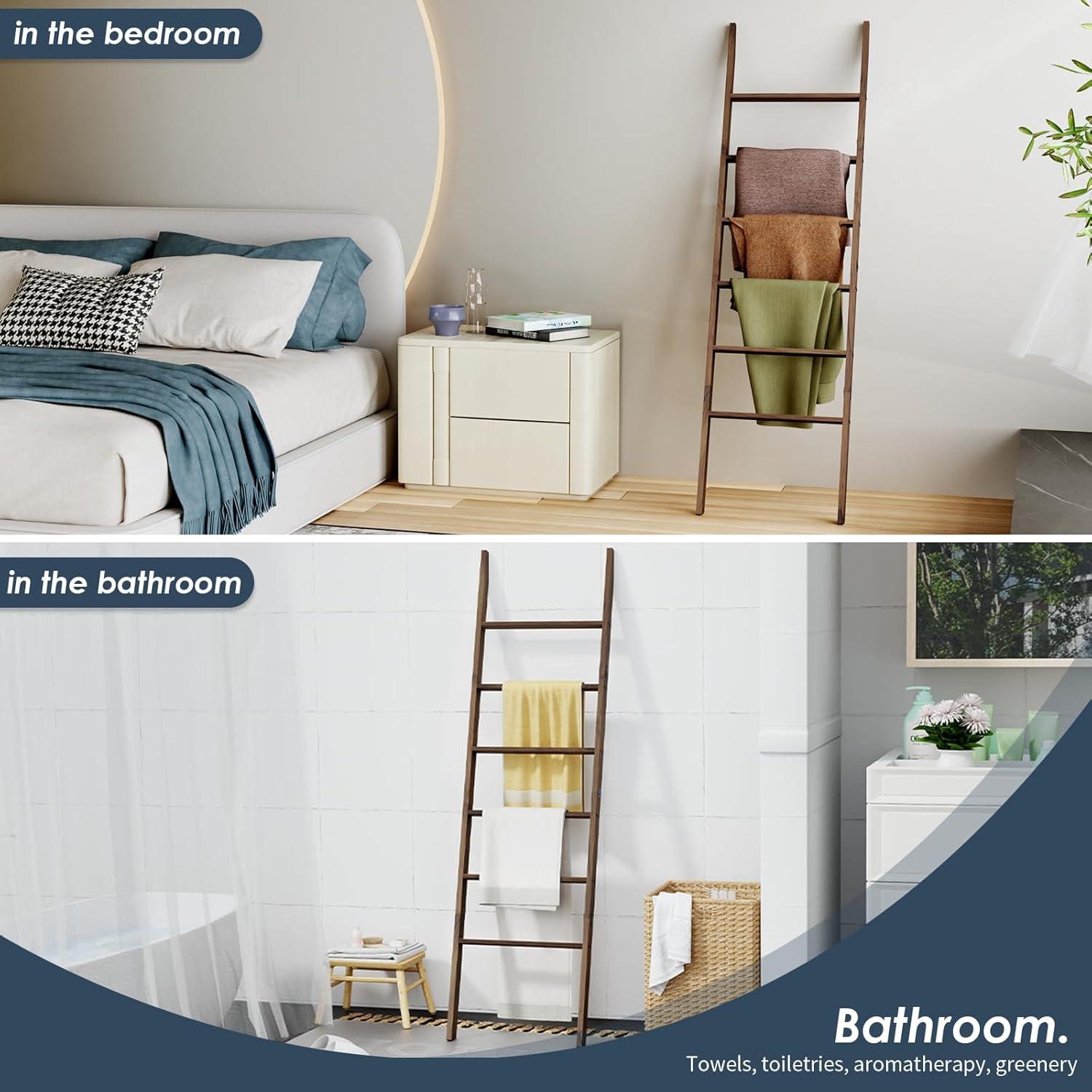 Escalera de Madera de Acacia Delywh 6 Niveles 2.01 m Decorativa