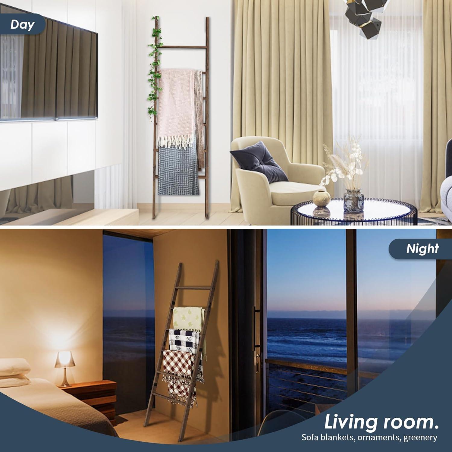 Escalera de Madera de Acacia Delywh 6 Niveles 2.01 m Decorativa