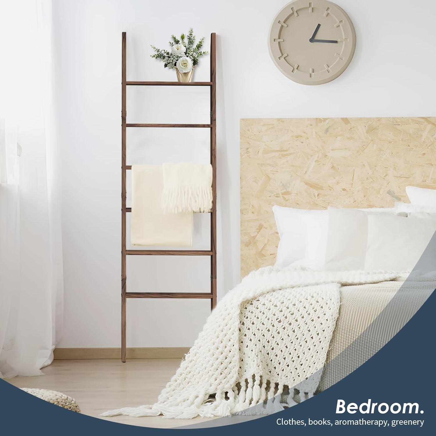 Escalera de Madera de Acacia Delywh 6 Niveles 2.01 m Decorativa