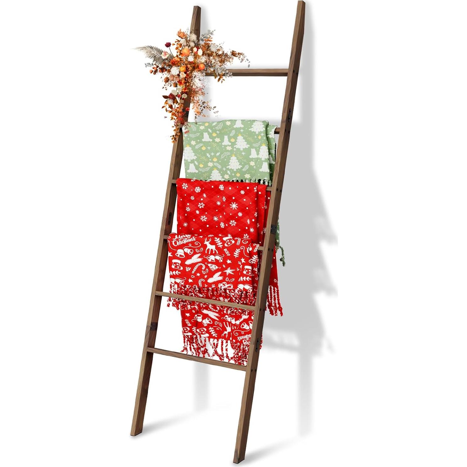 Escalera de Madera de Acacia Delywh 6 Niveles 2.01 m Decorativa