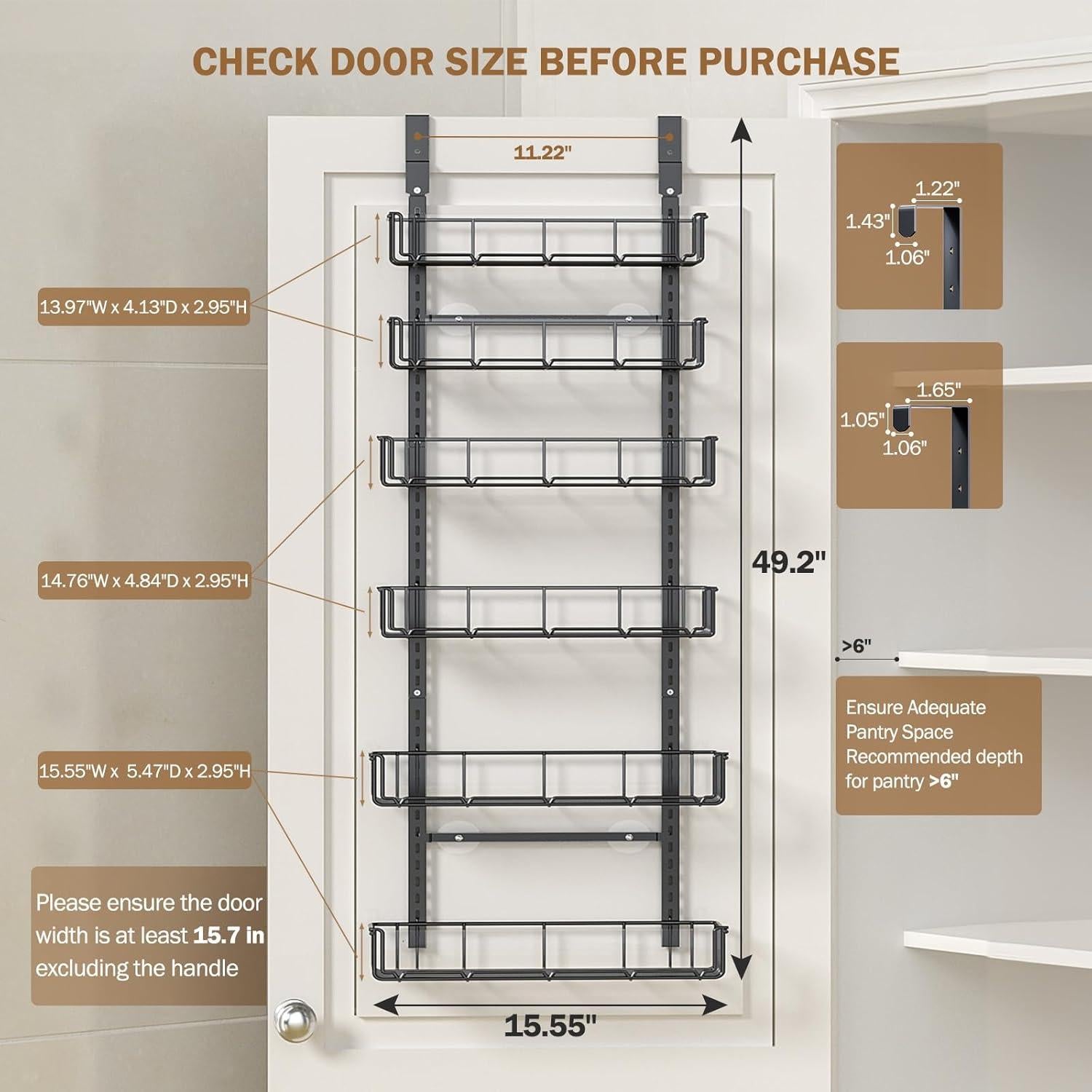 Organizador de despensa ajustable Delamu 6 niveles negro