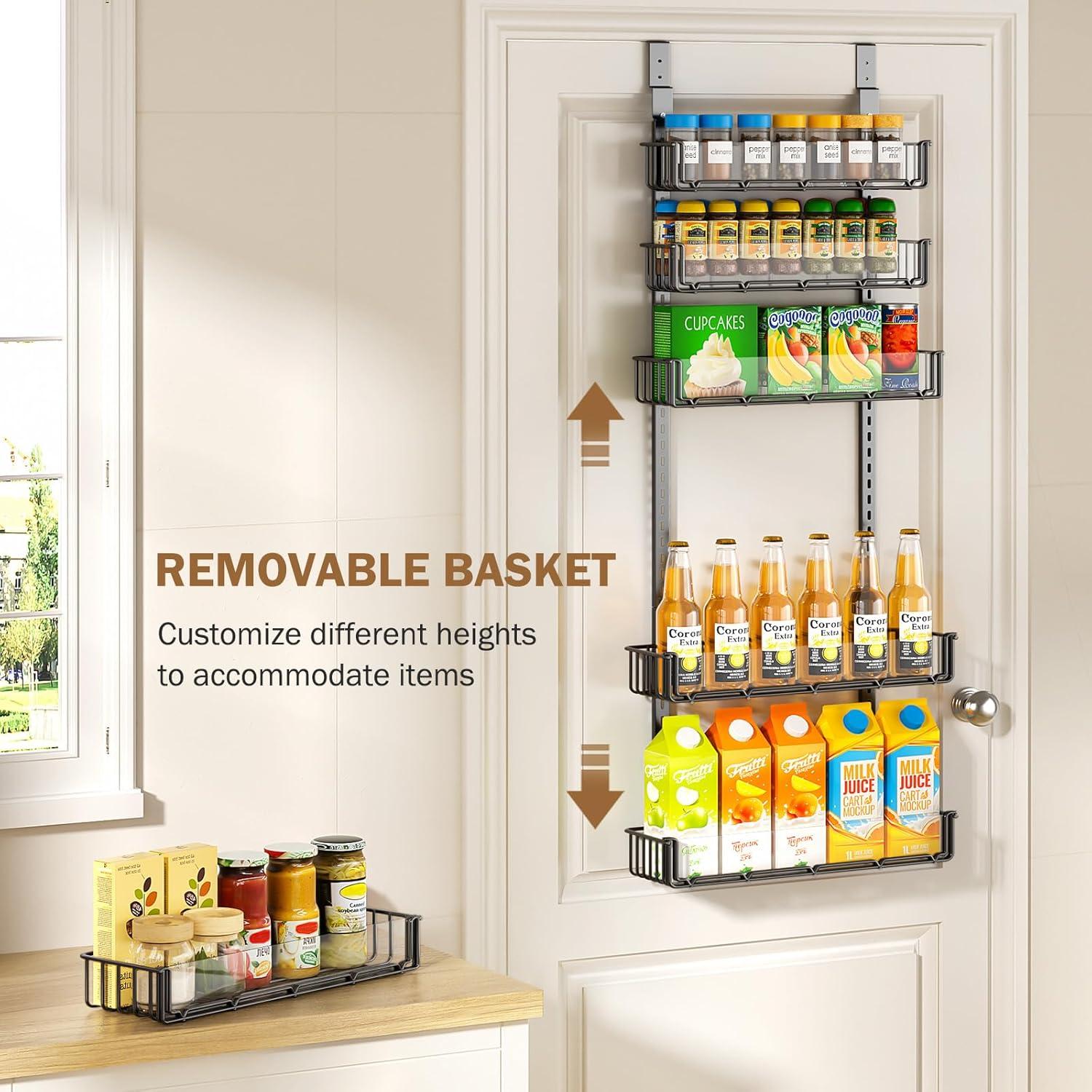 Organizador de despensa ajustable Delamu 6 niveles negro