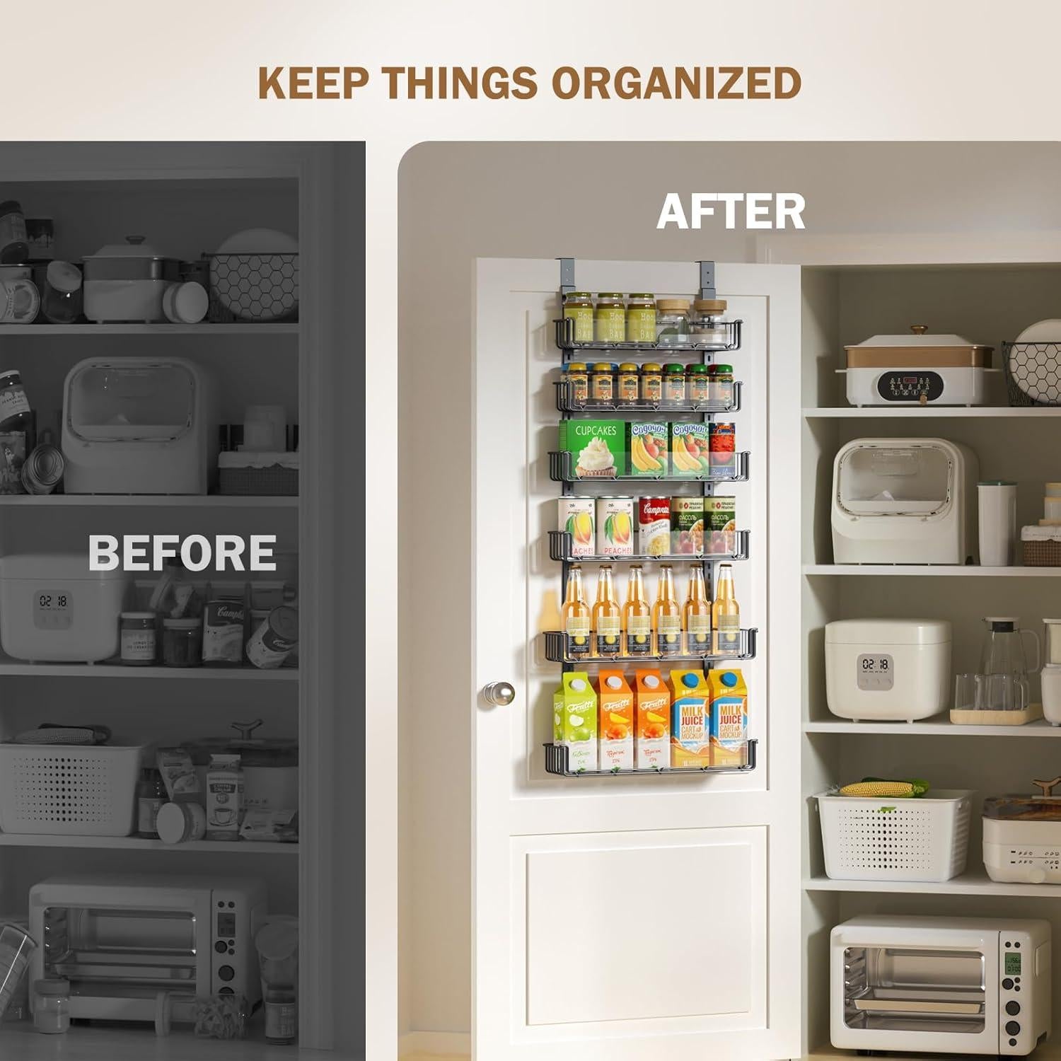 Organizador de despensa ajustable Delamu 6 niveles negro