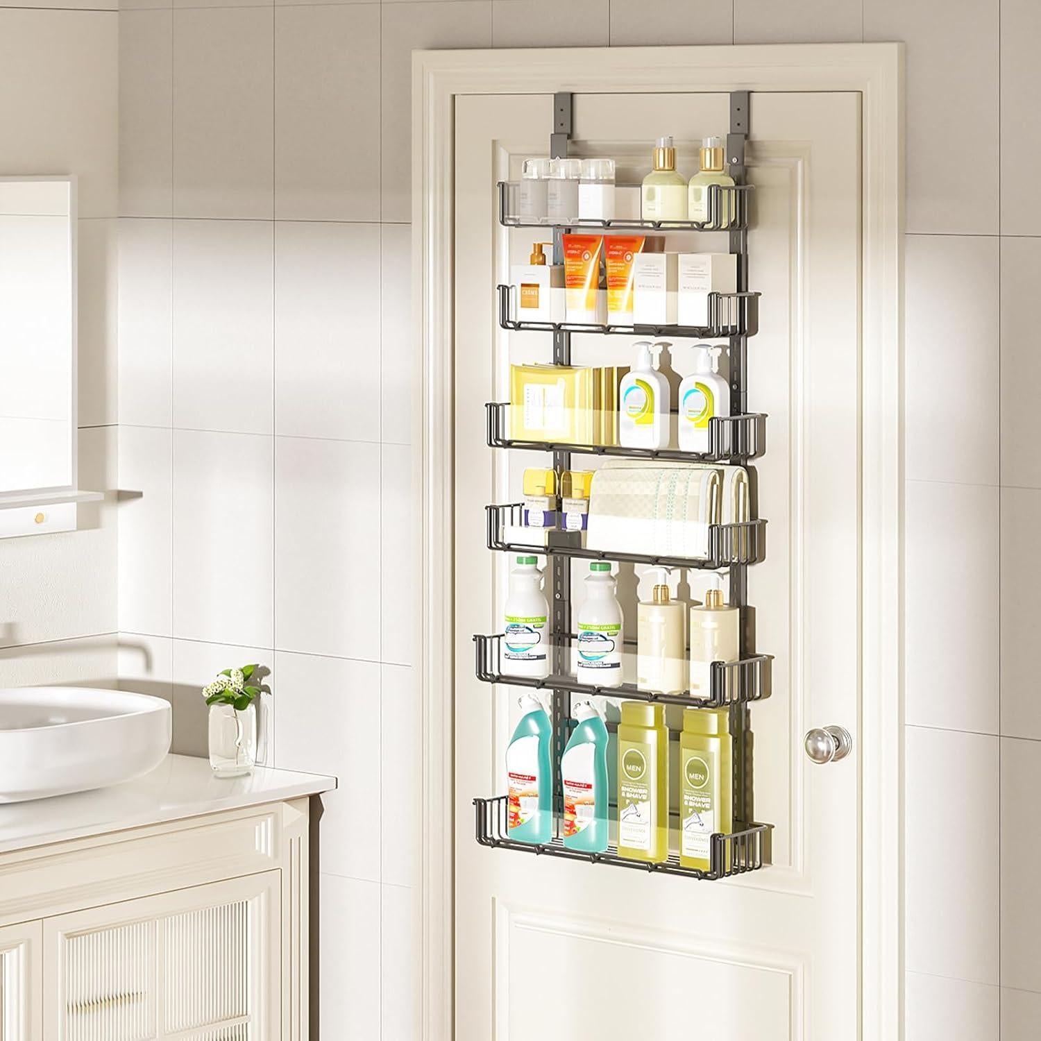 Organizador de despensa ajustable Delamu 6 niveles negro