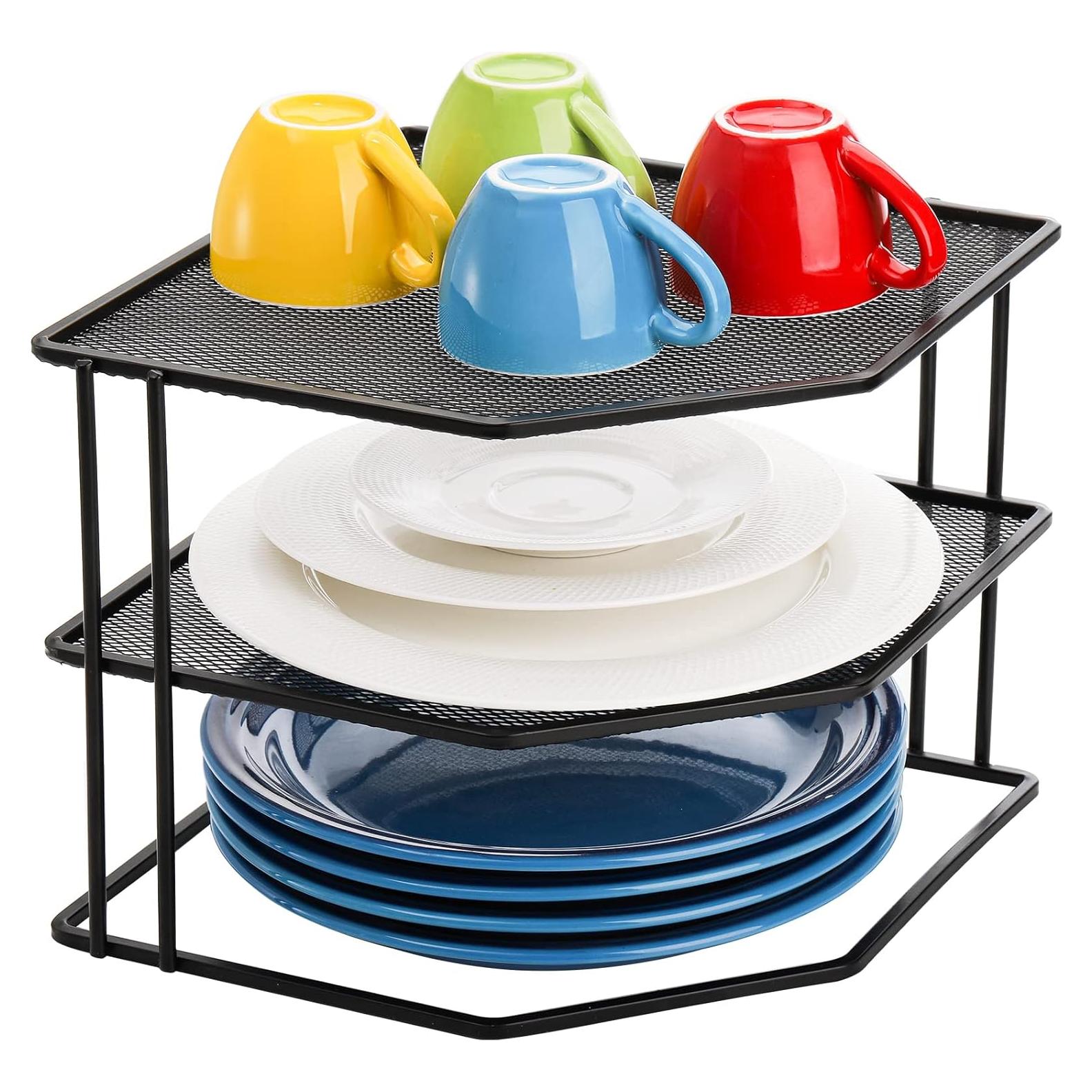 Estante de esquina Yarlung de 3 niveles, negro, 22.86x22.86 cm