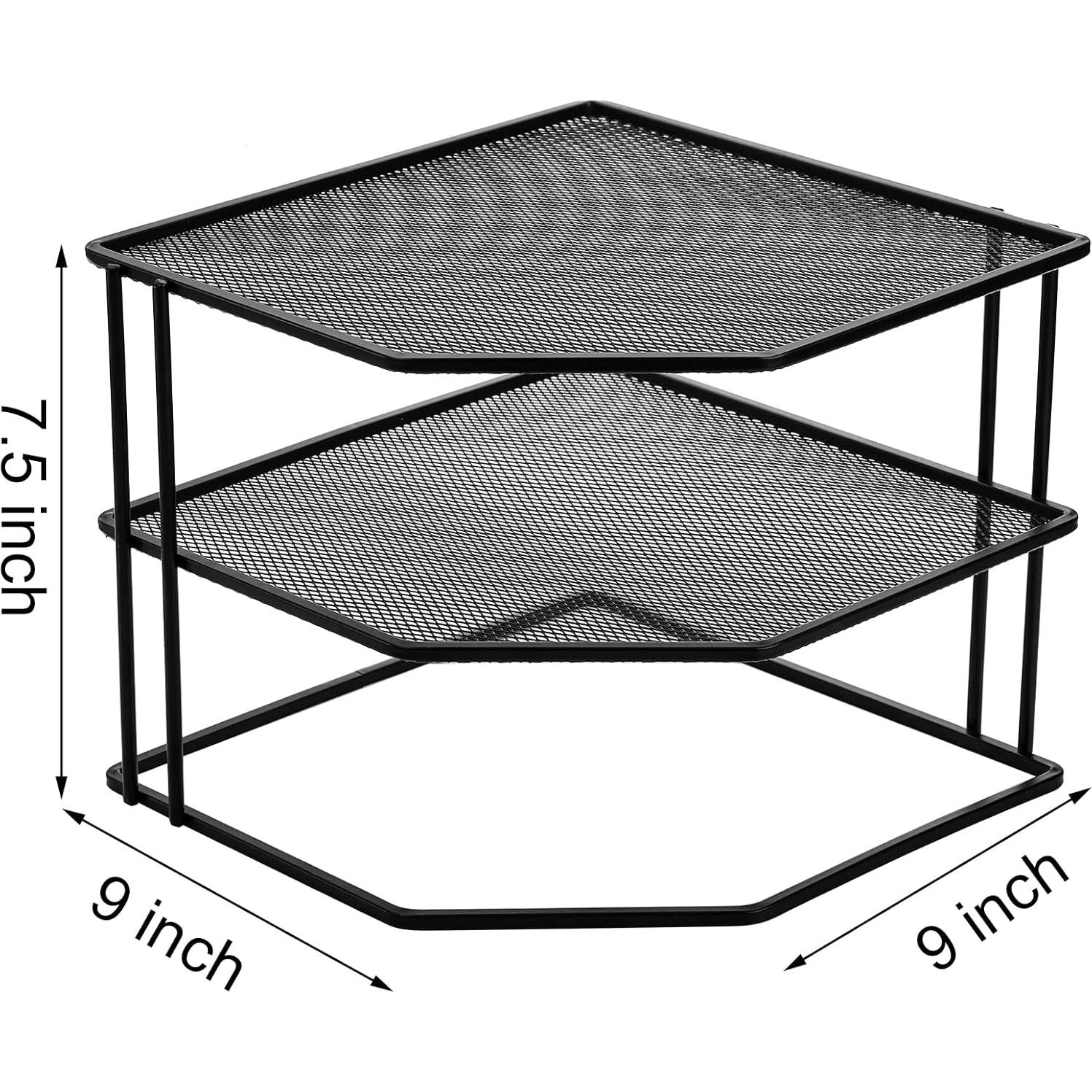 Estante de esquina Yarlung de 3 niveles, negro, 22.86x22.86 cm