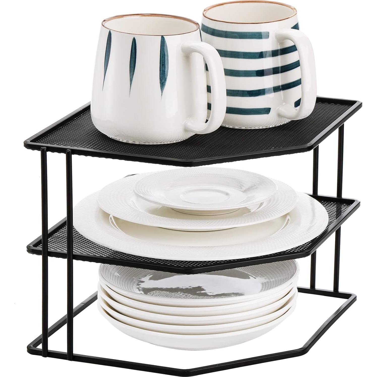 Estante de esquina Yarlung de 3 niveles, negro, 22.86x22.86 cm