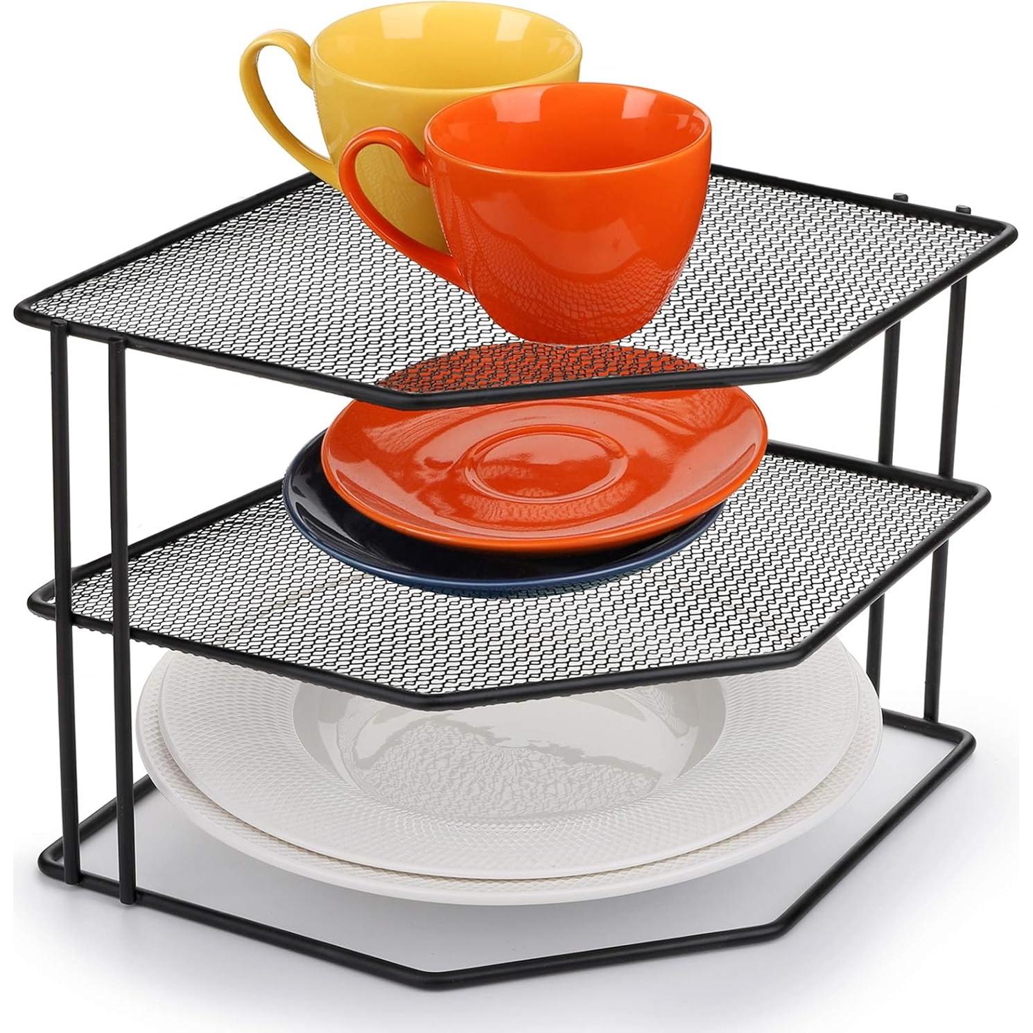 Estante de esquina Yarlung de 3 niveles, negro, 22.86x22.86 cm