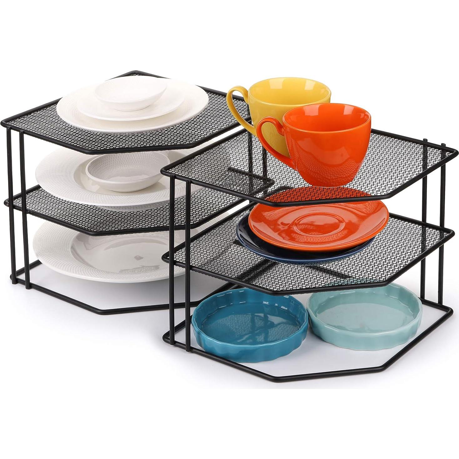 Estante de esquina Yarlung de 3 niveles, negro, 22.86x22.86 cm