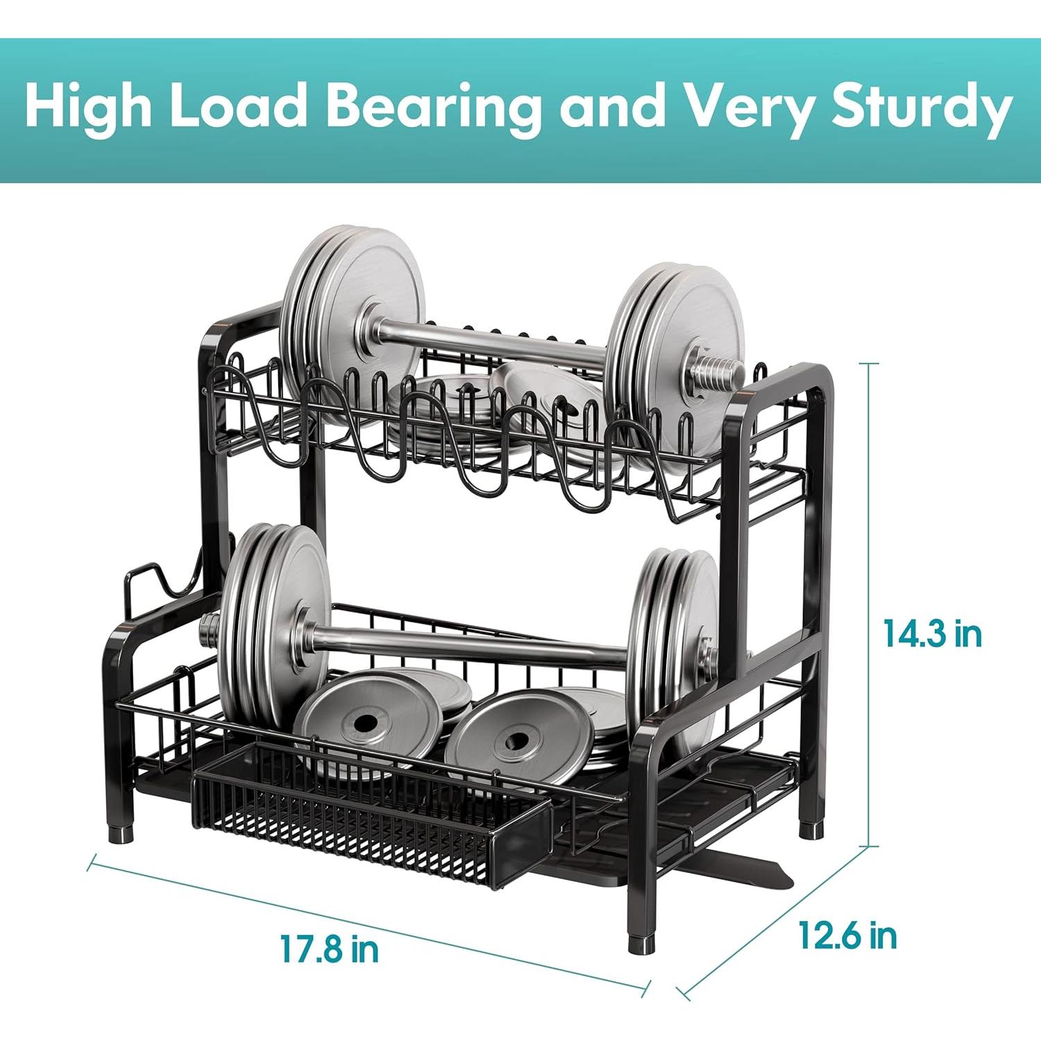 Estante para Secar Platos BOOSINY 2 Niveles Acero Inoxidable
