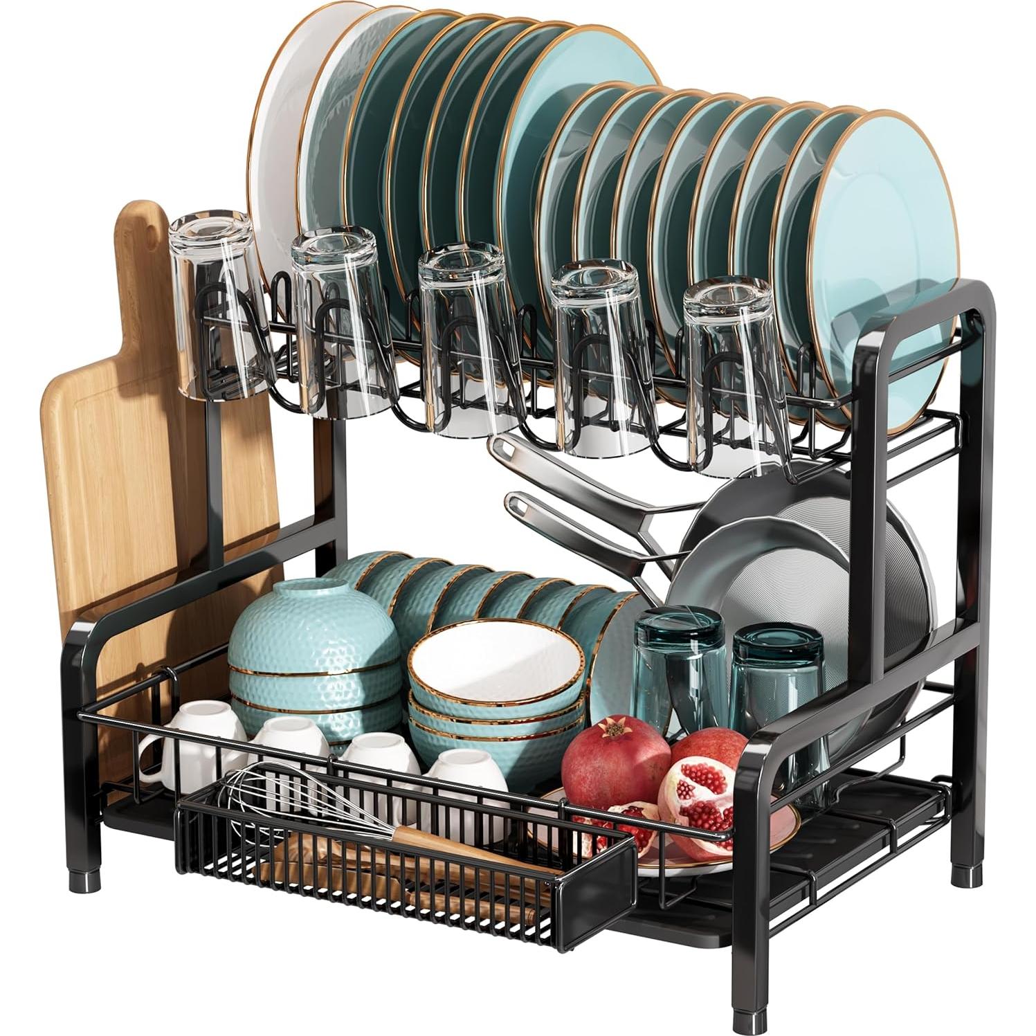 Estante para Secar Platos BOOSINY 2 Niveles Acero Inoxidable