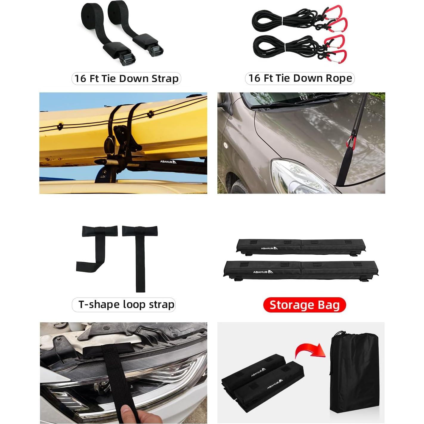 Almohadillas para Techo de Coche Abahub con Correas y Bolsa