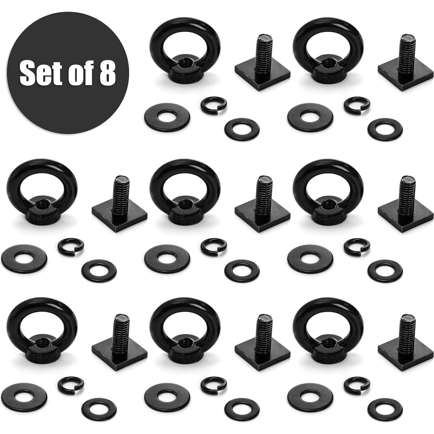 Juego de 8 Tornillos de Ojo M8 T Track Elsjoy para Portaequipajes