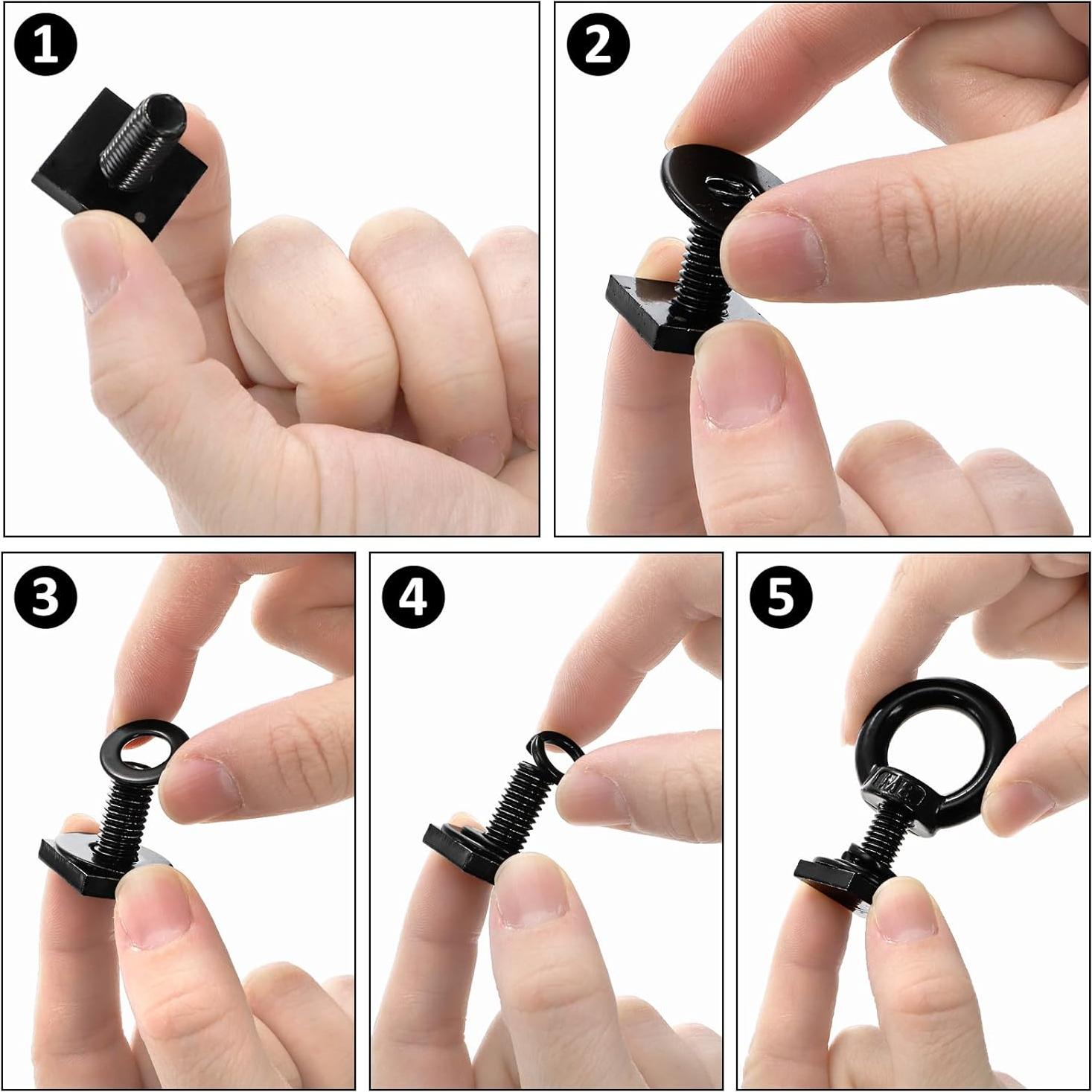 Juego de 8 Tornillos de Ojo M8 T Track Elsjoy para Portaequipajes