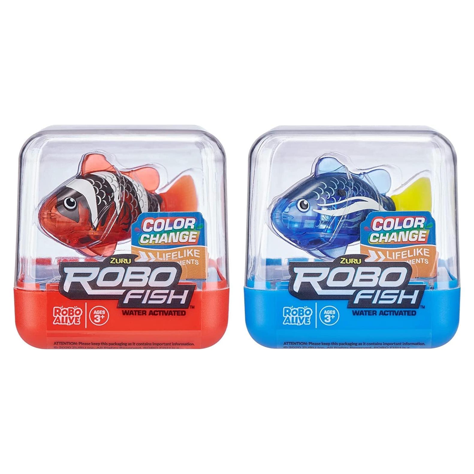 Pez Robótico Nadador ZURU Robo Fish 2 Piezas Azul Rojo