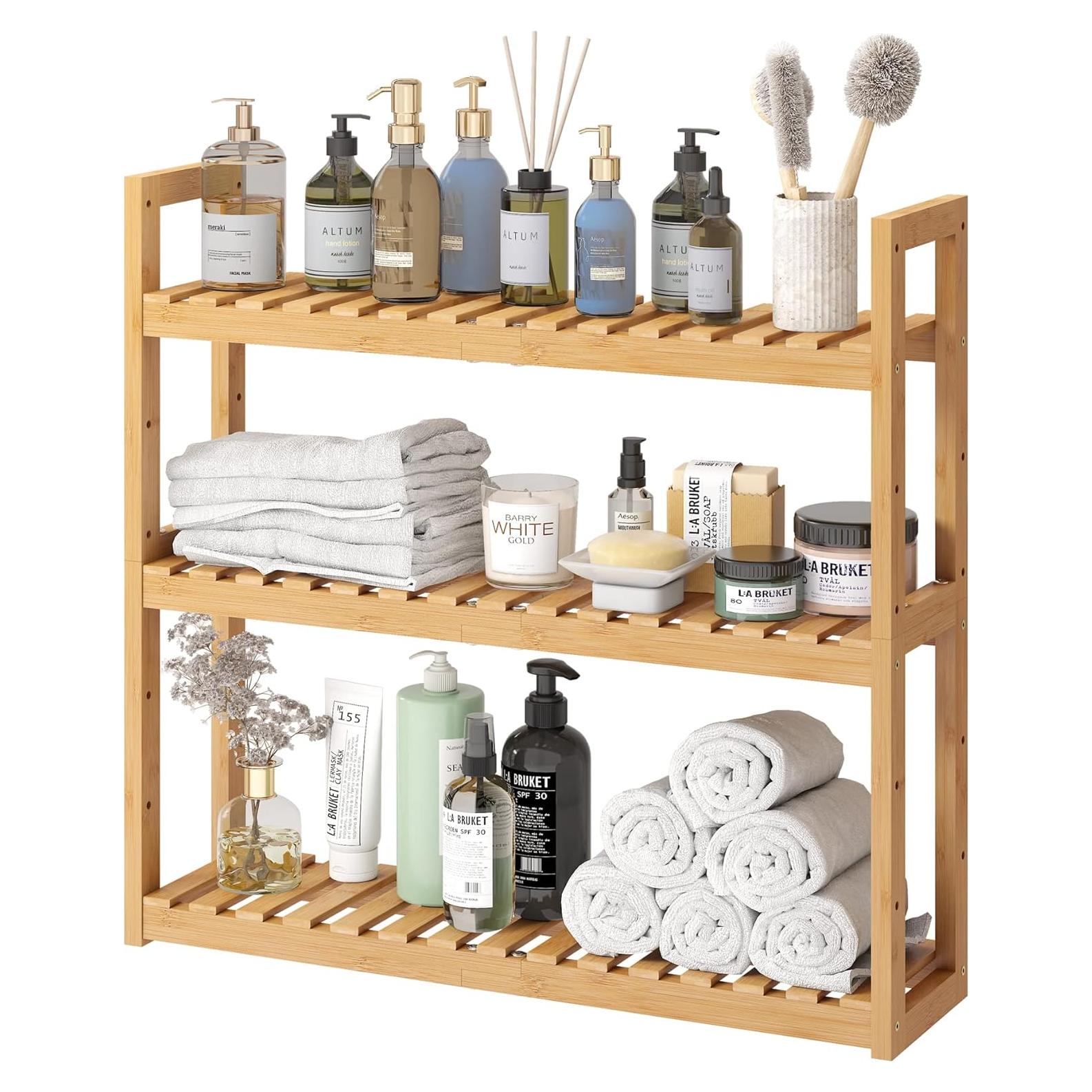 Estante Organizador de Bambú FILWH 3 Niveles Ajustable Natural