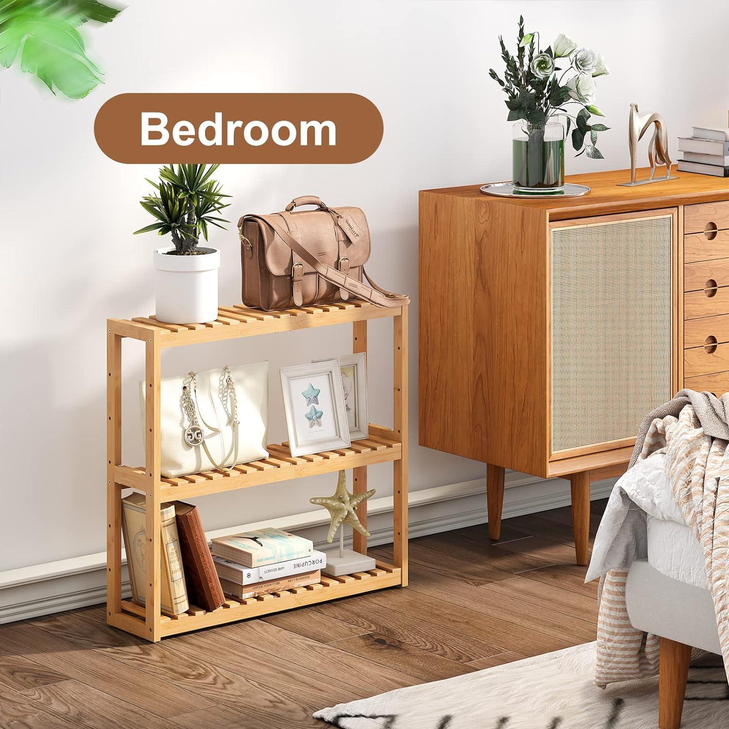 Estante Organizador de Bambú FILWH 3 Niveles Ajustable Natural