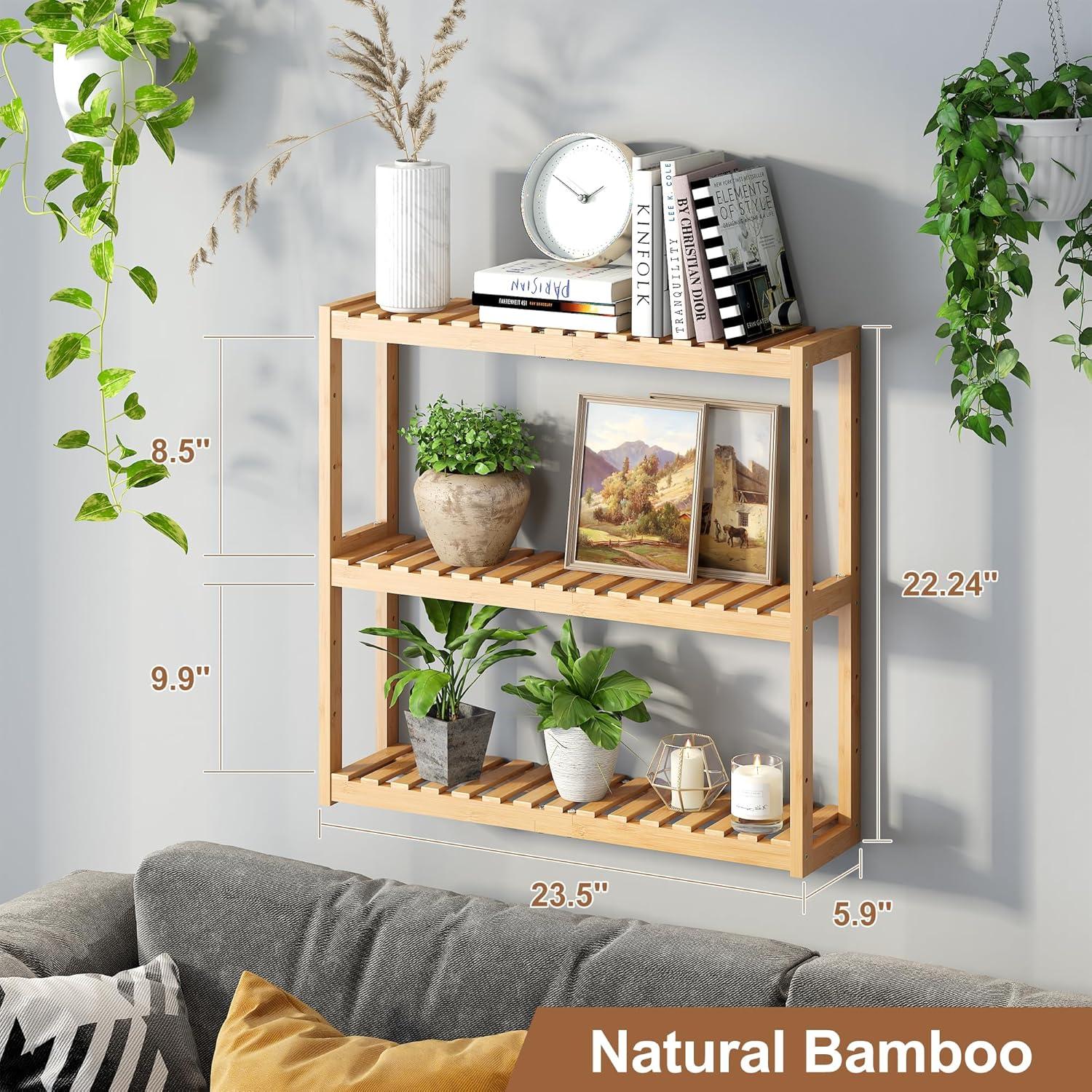 Estante Organizador de Bambú FILWH 3 Niveles Ajustable Natural