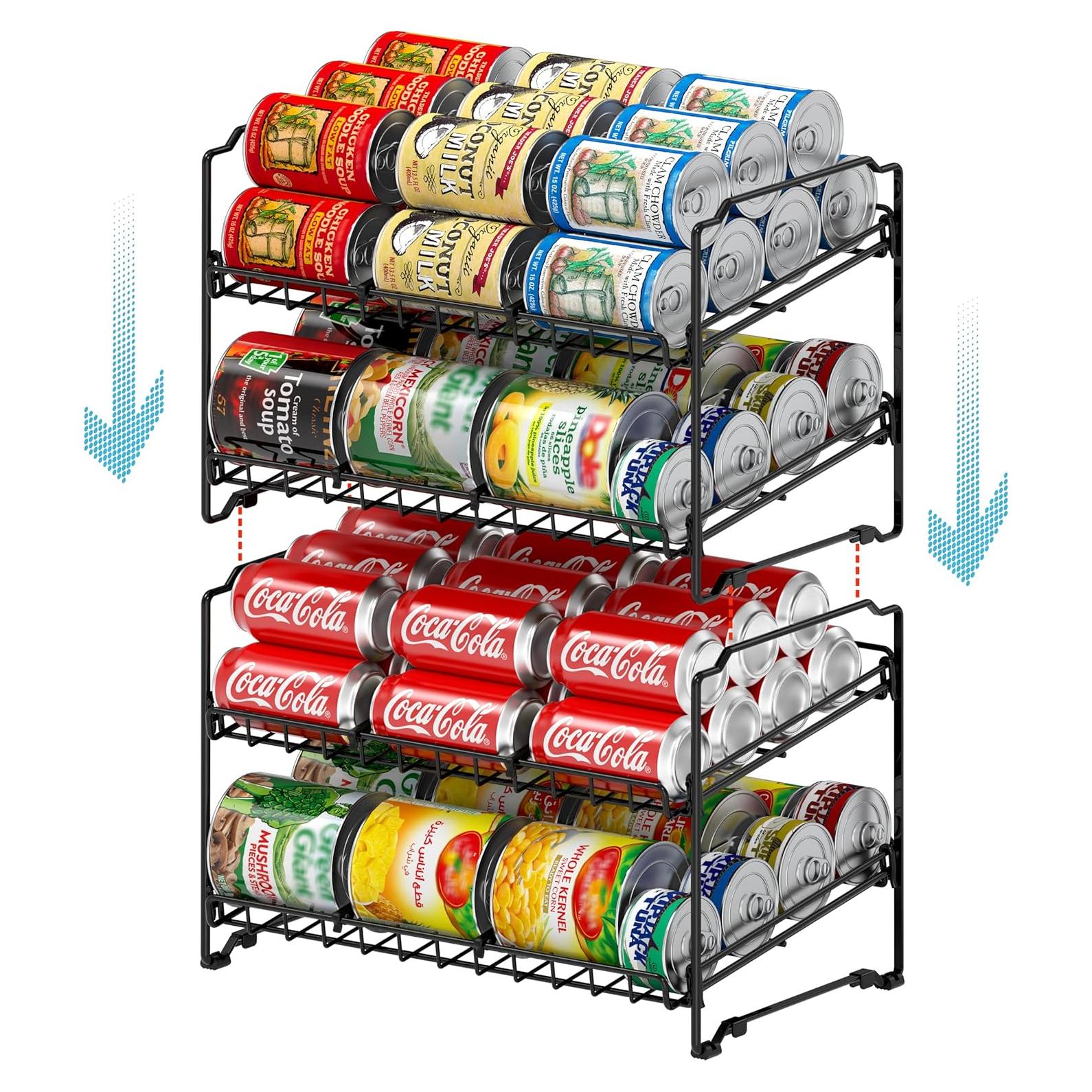 Soporte para Latas Apilable Simple Houseware, Negro - 2 Niveles