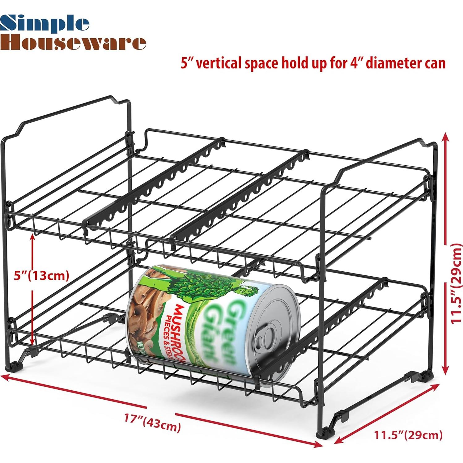 Soporte para Latas Apilable Simple Houseware, Negro - 2 Niveles
