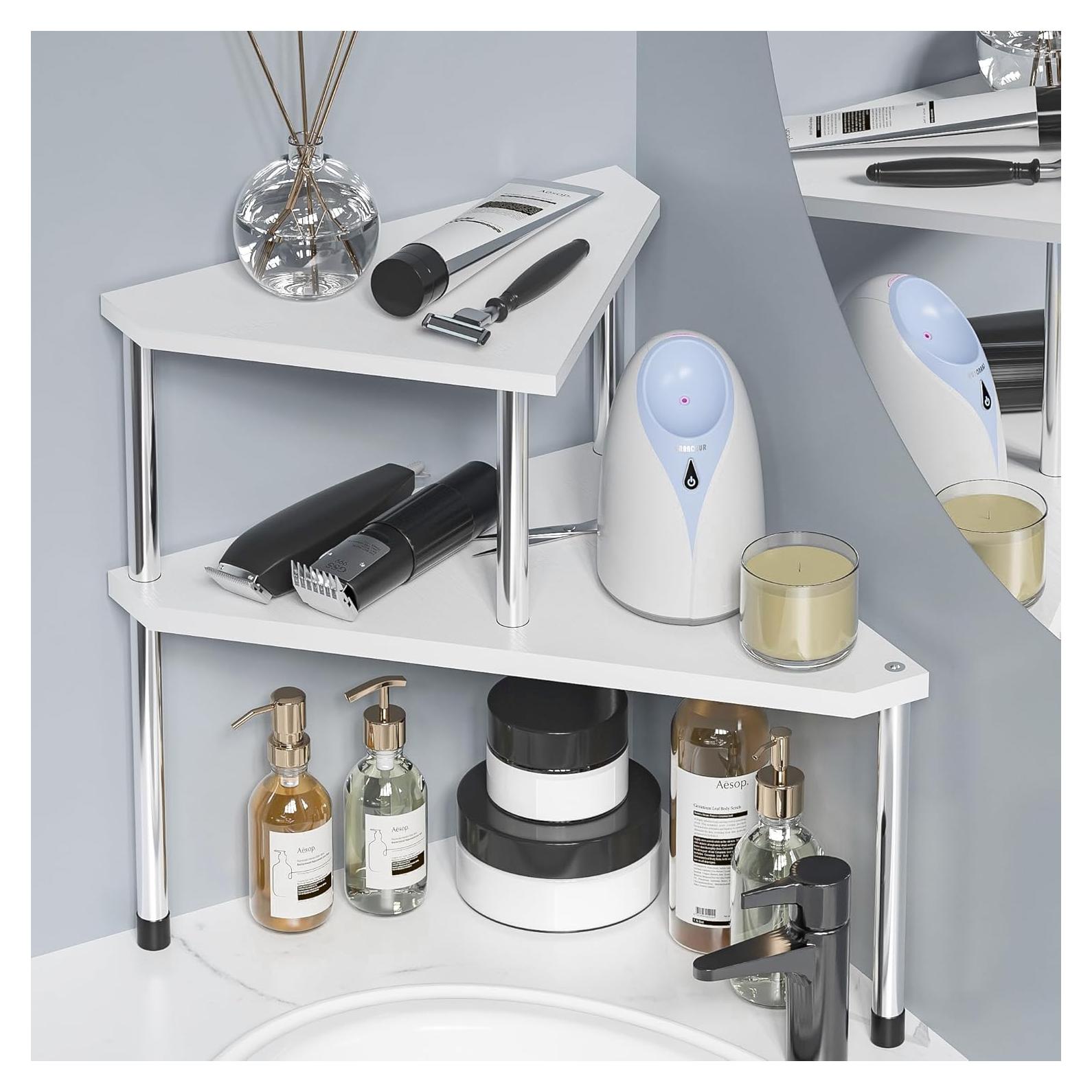 Organizador de mostrador de baño Weenson 2 niveles bambú blanco