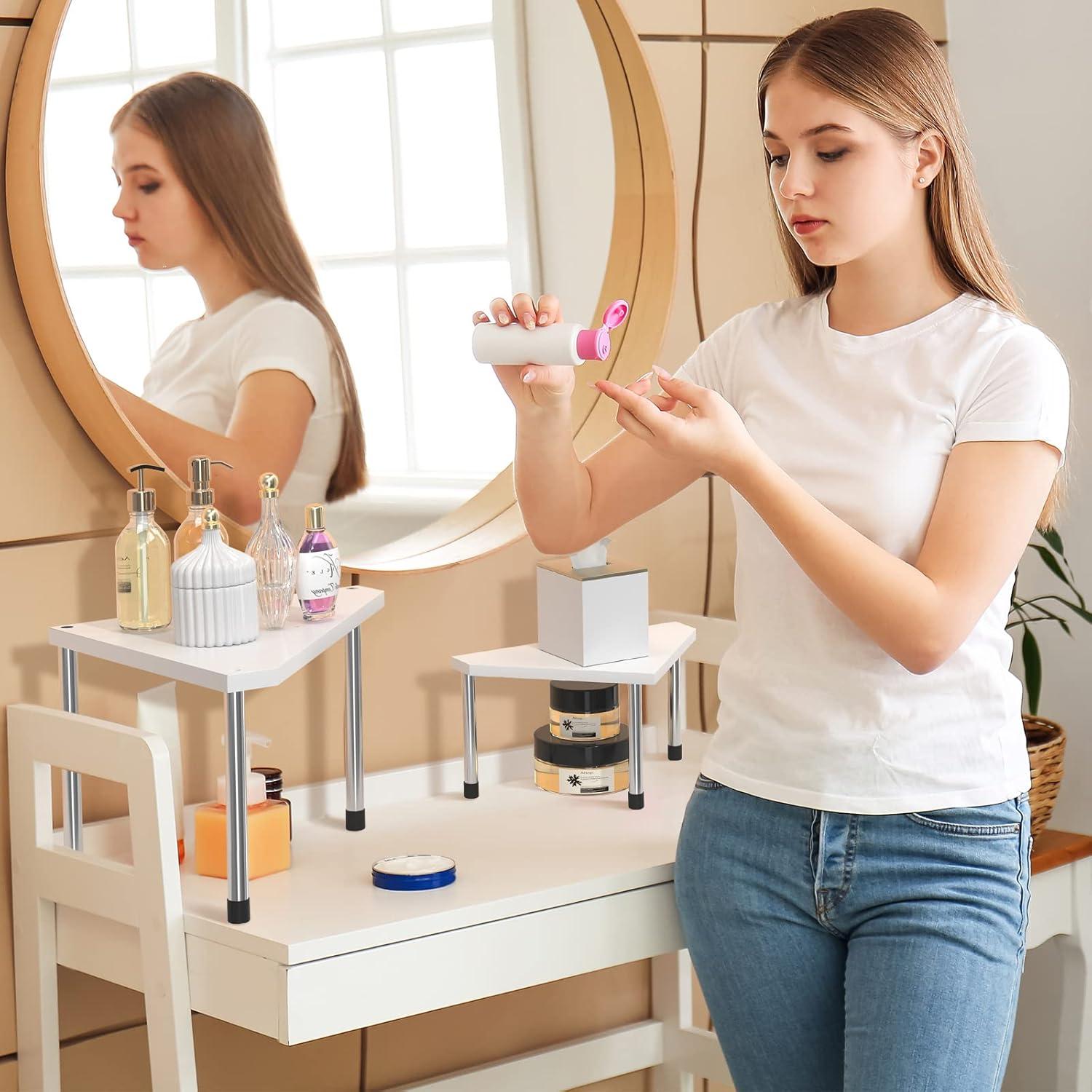 Organizador de mostrador de baño Weenson 2 niveles bambú blanco