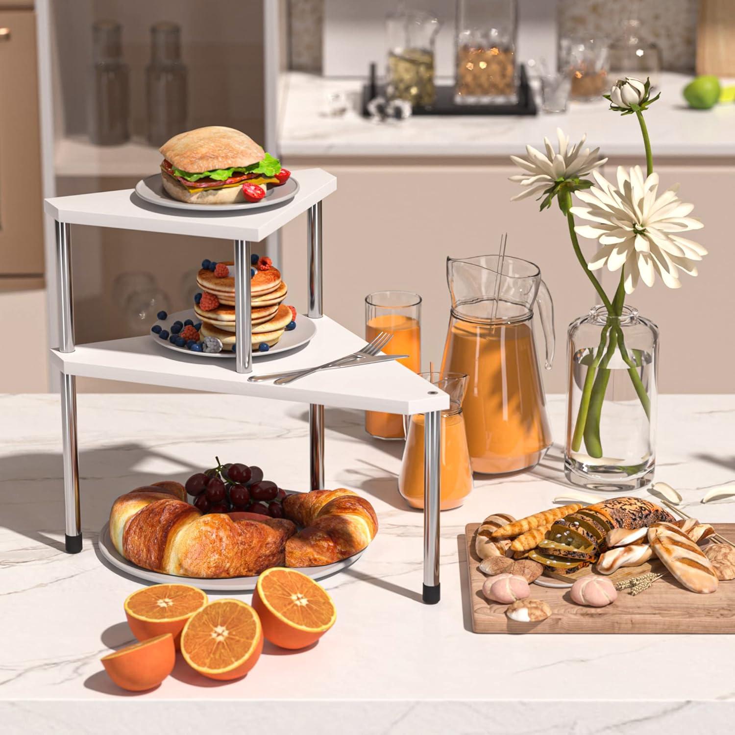 Organizador de mostrador de baño Weenson 2 niveles bambú blanco