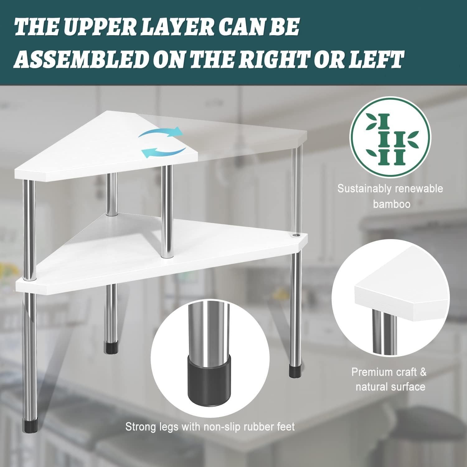 Organizador de mostrador de baño Weenson 2 niveles bambú blanco