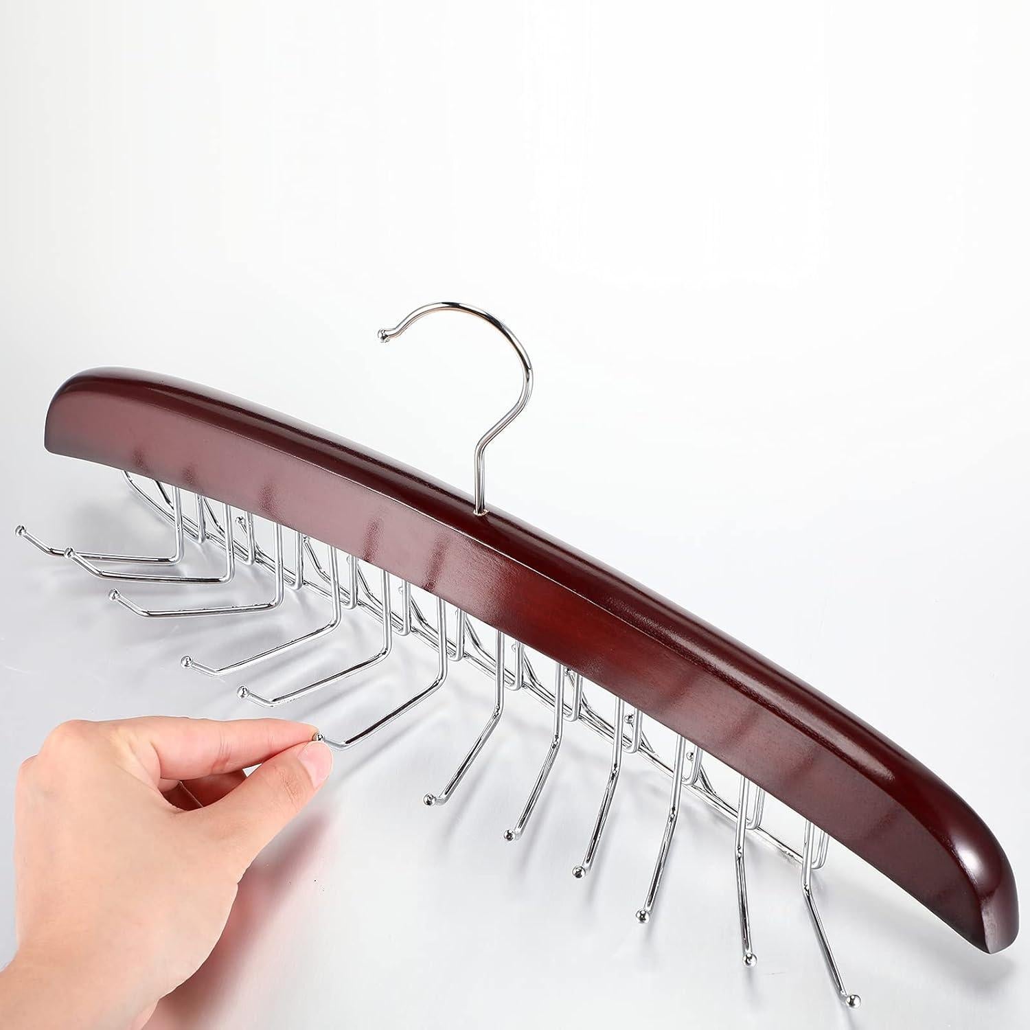 Perchero de Corbatas Jetec 2 Piezas 24 Ganchos Madera Café